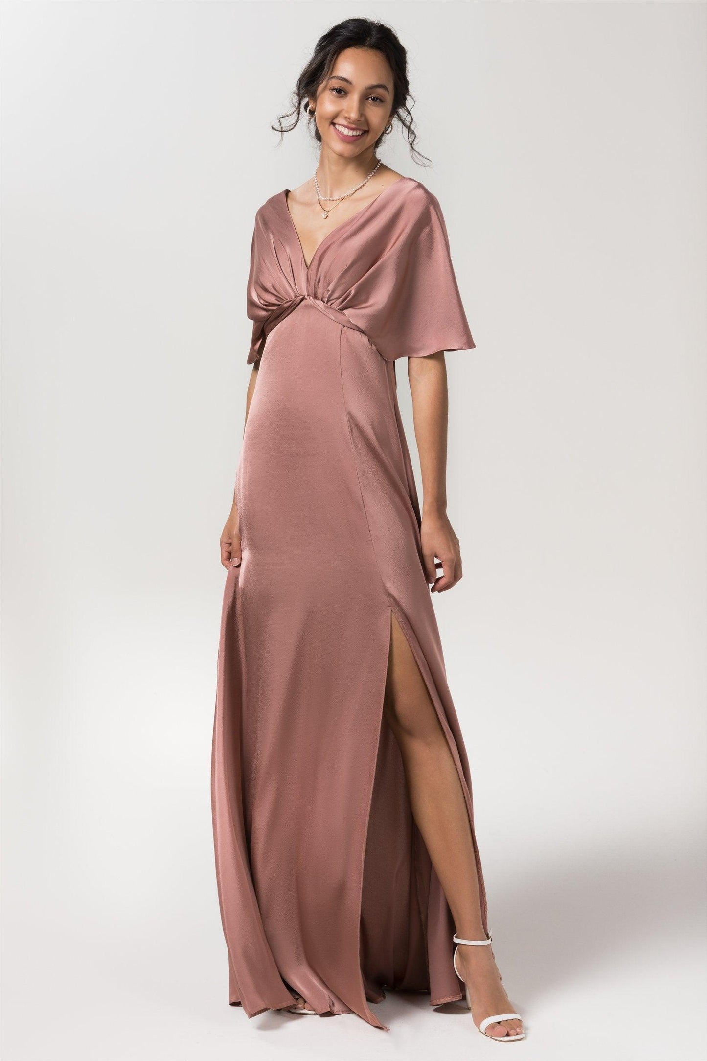 Sheath Floor Length Luxe Satin Bridesmaid Dress Formal Dresses CB0584