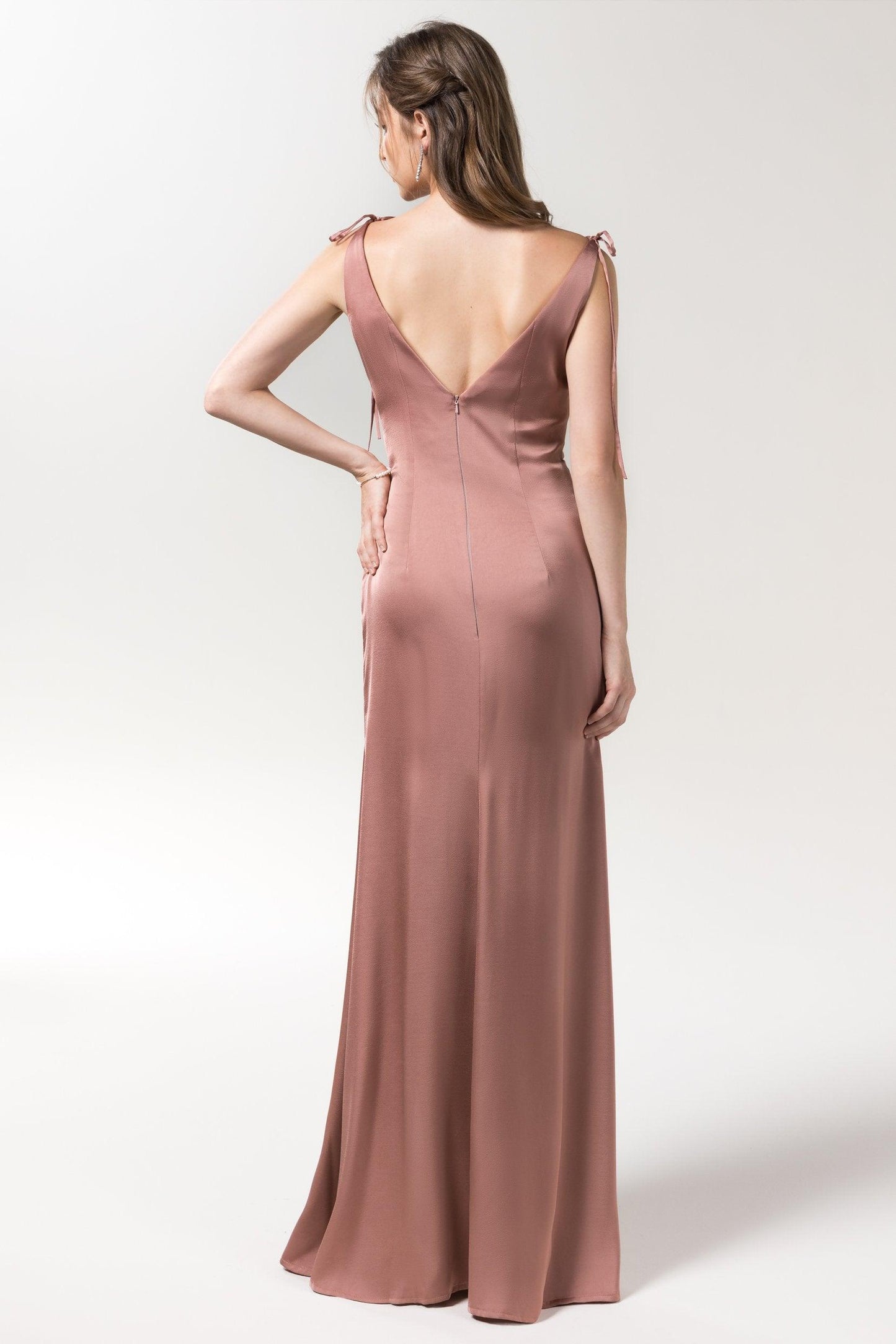 Sheath Floor Length Luxe Satin Bridesmaid Dress Formal Dresses CB0585