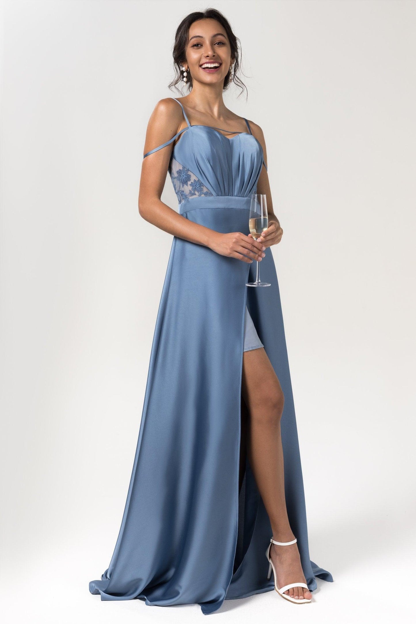 A-Line Floor Length Luxe Satin Bridesmaid Dress Formal Dresses CB0588 - COCOMELODY