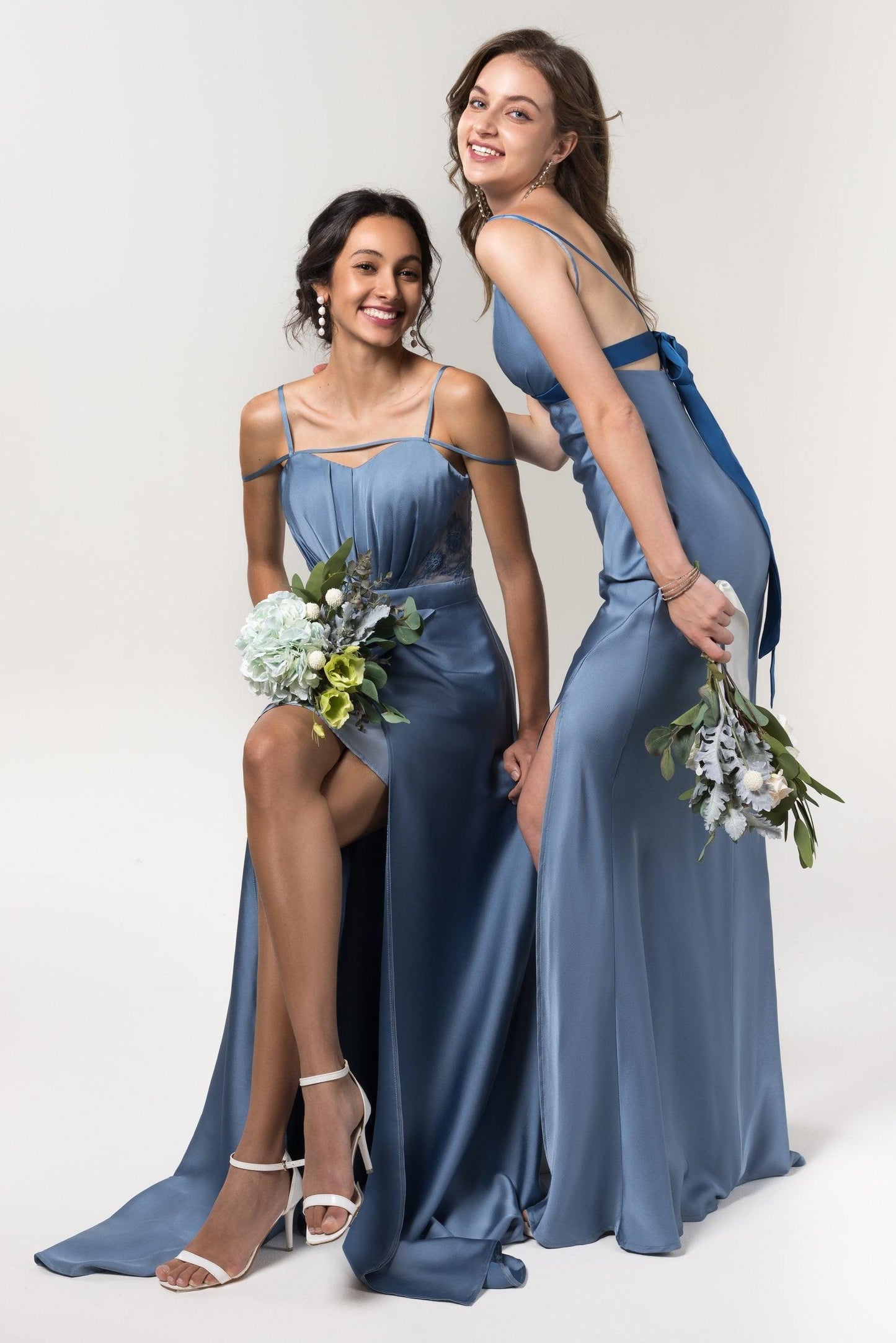 A-Line Floor Length Luxe Satin Bridesmaid Dress Formal Dresses CB0588