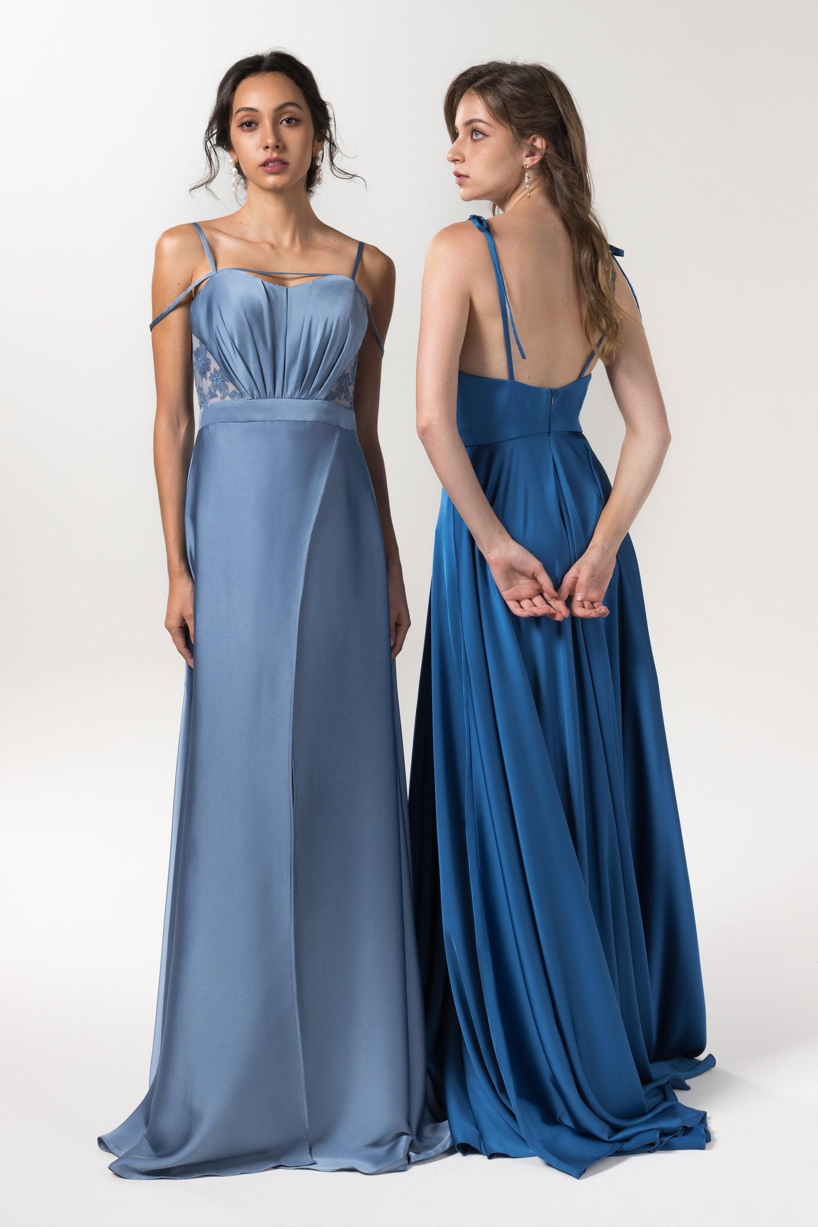 A-Line Floor Length Luxe Satin Bridesmaid Dress Formal Dresses CB0588 - COCOMELODY