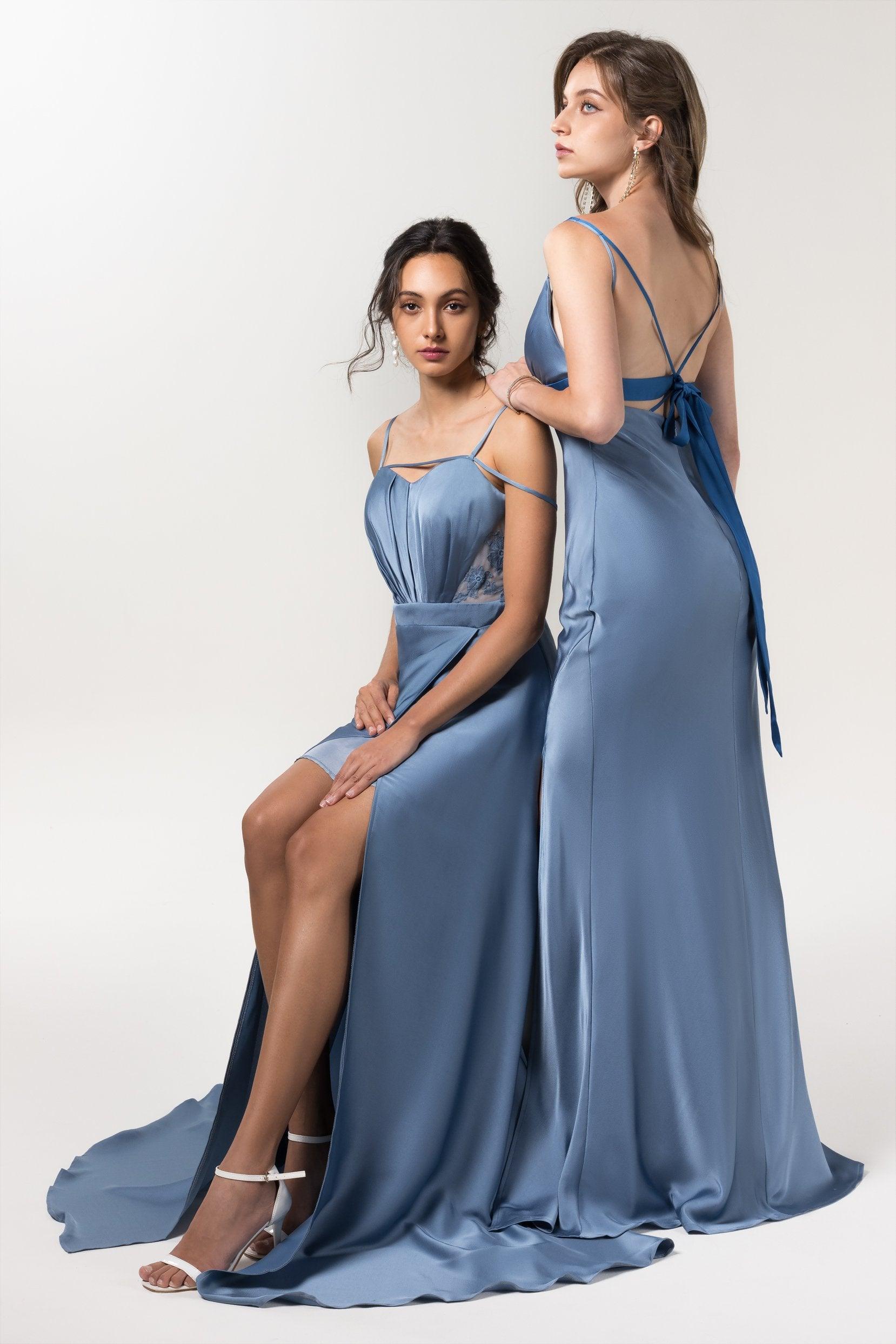 A-Line Floor Length Luxe Satin Bridesmaid Dress Formal Dresses CB0588 - COCOMELODY