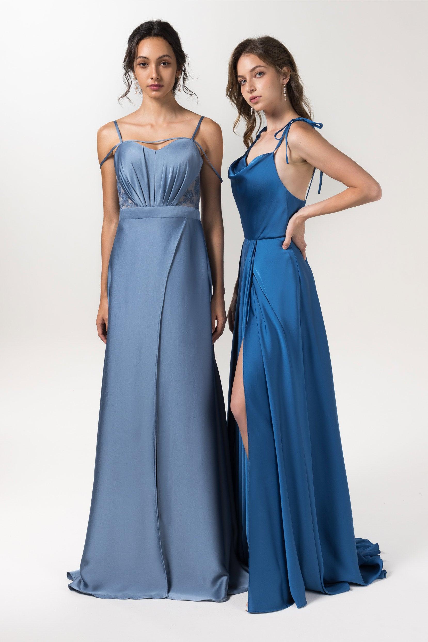A-Line Floor Length Luxe Satin Bridesmaid Dress Formal Dresses CB0588 - COCOMELODY