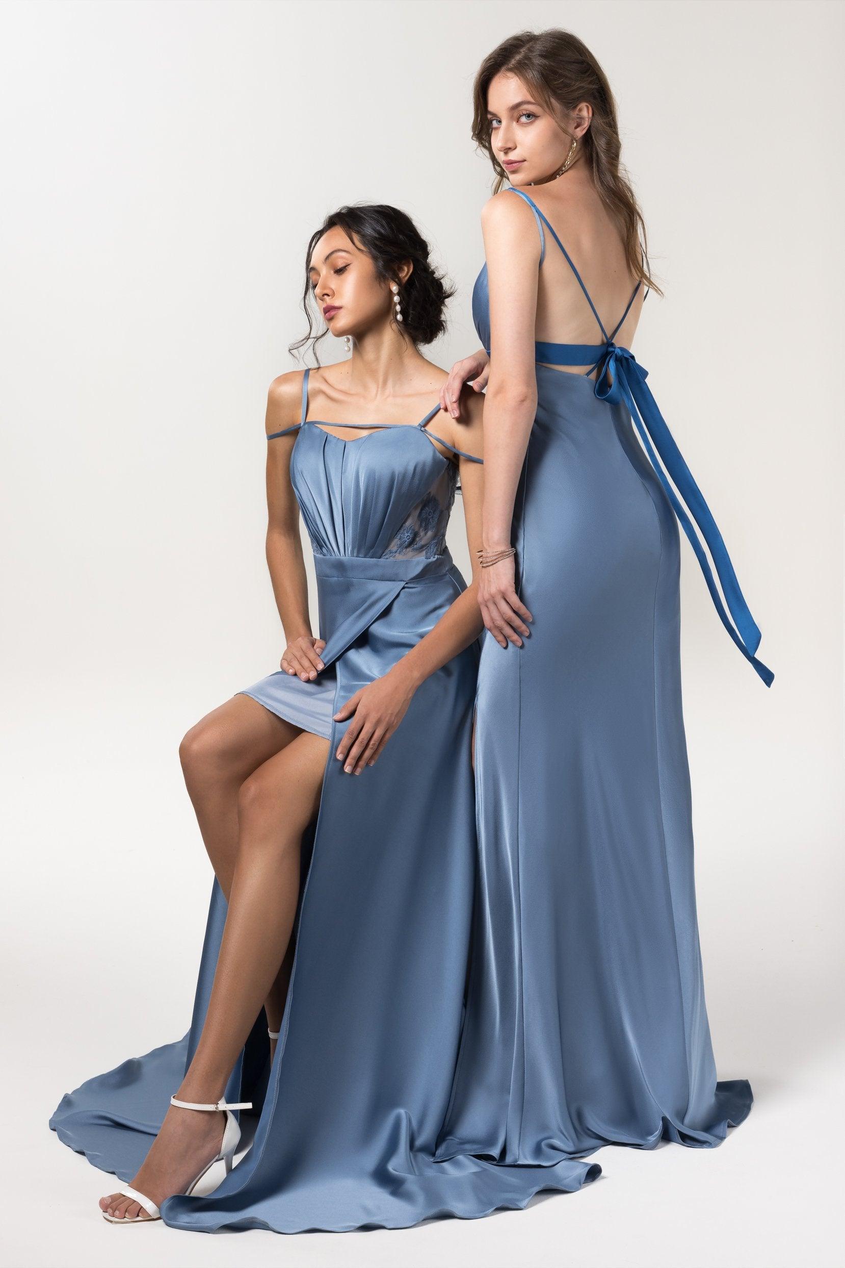 A-Line Floor Length Luxe Satin Bridesmaid Dress Formal Dresses CB0588 - COCOMELODY