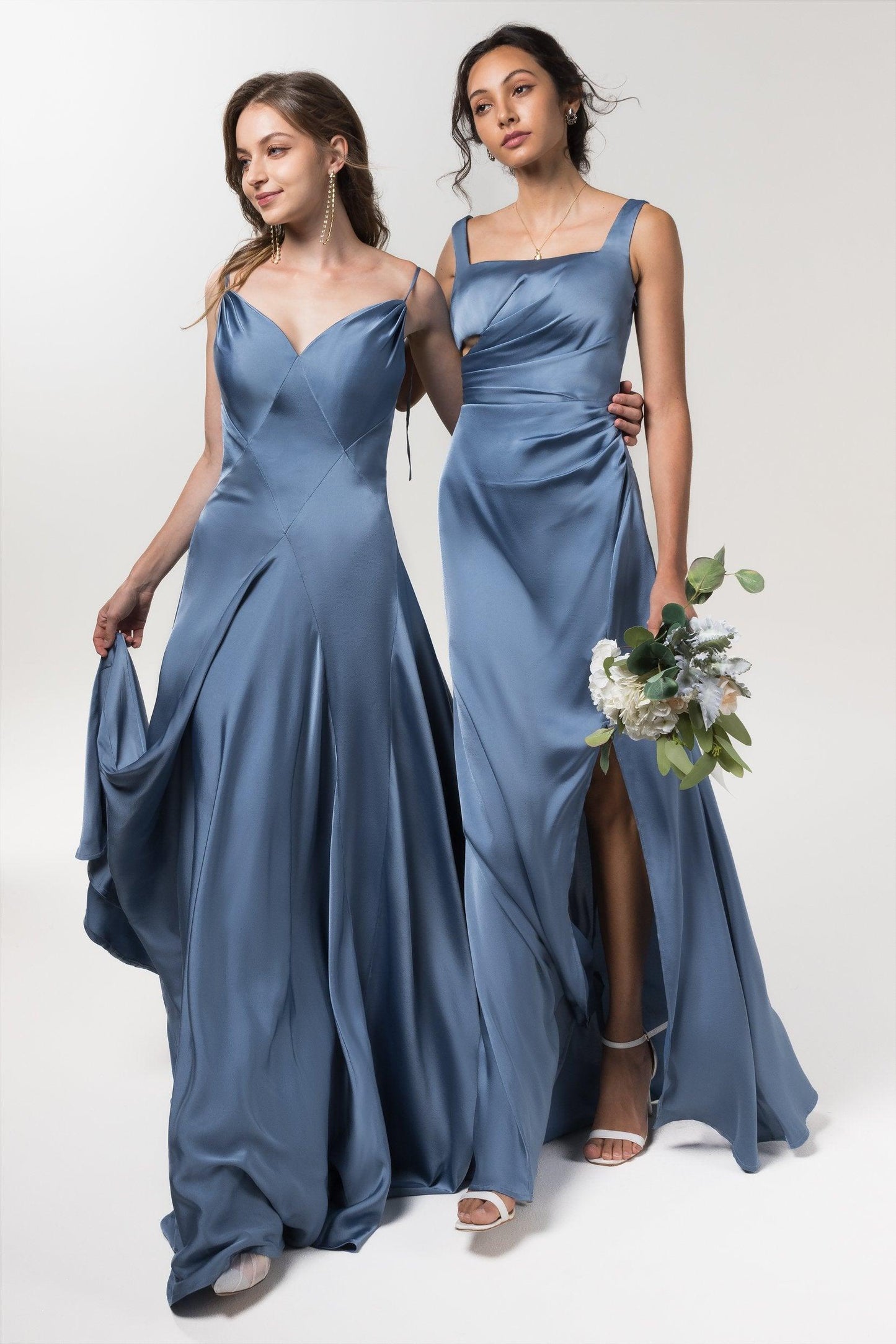 Sheath Floor Length Luxe Satin Bridesmaid Dress Formal Dresses CB0590