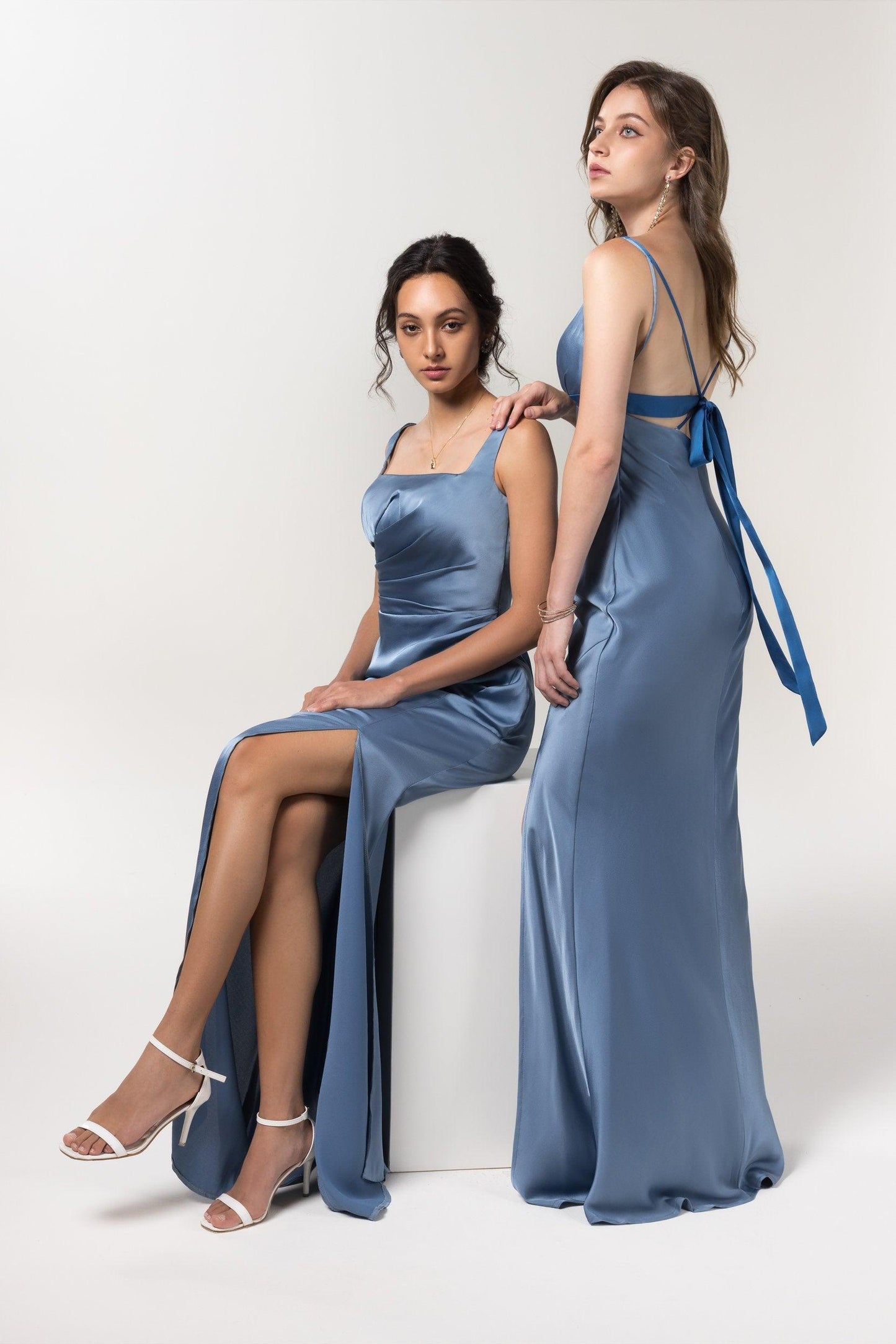 Sheath Floor Length Luxe Satin Bridesmaid Dress Formal Dresses CB0590