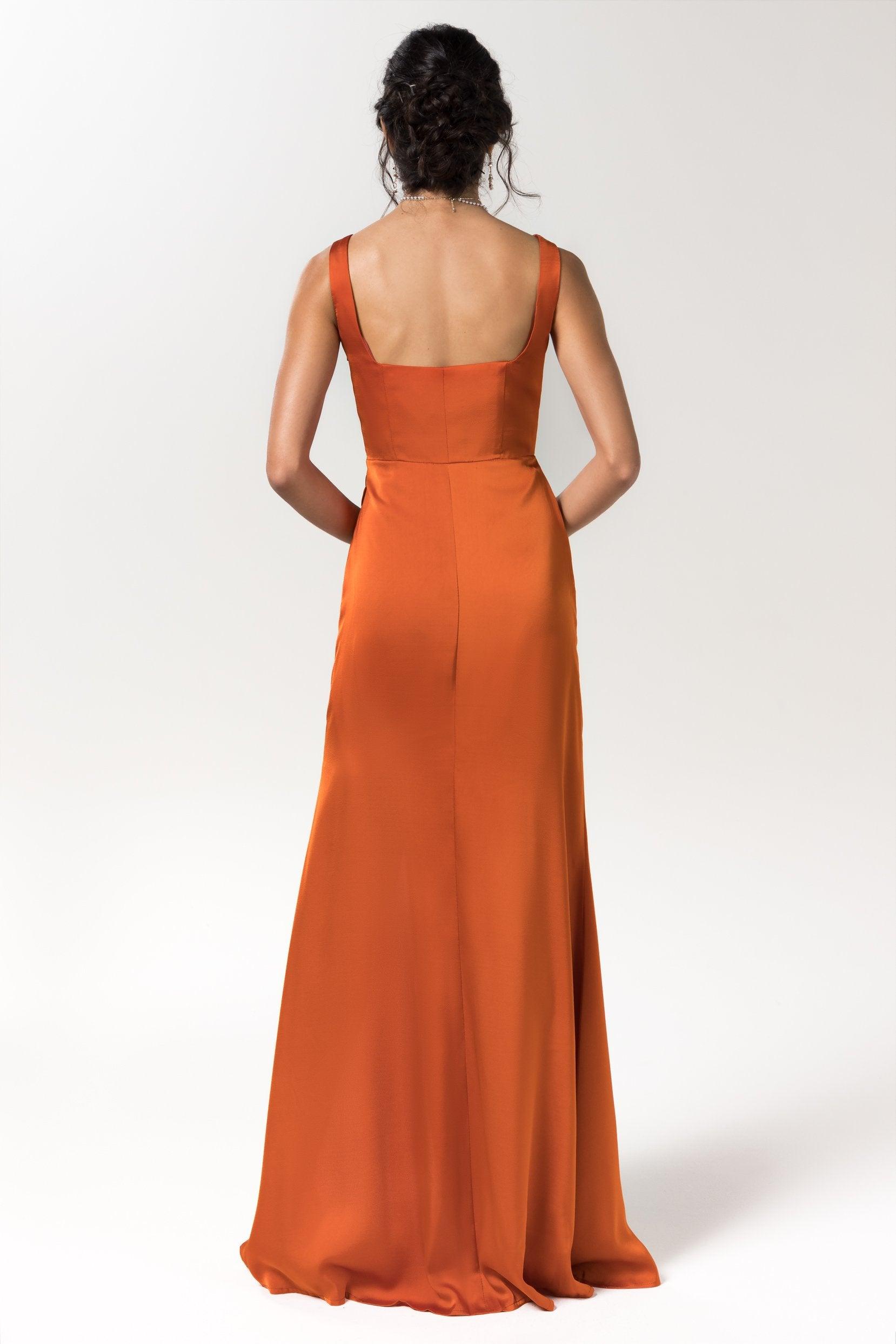 Sheath Floor Length Luxe Satin Bridesmaid Dress Formal Dresses CB0590 - COCOMELODY