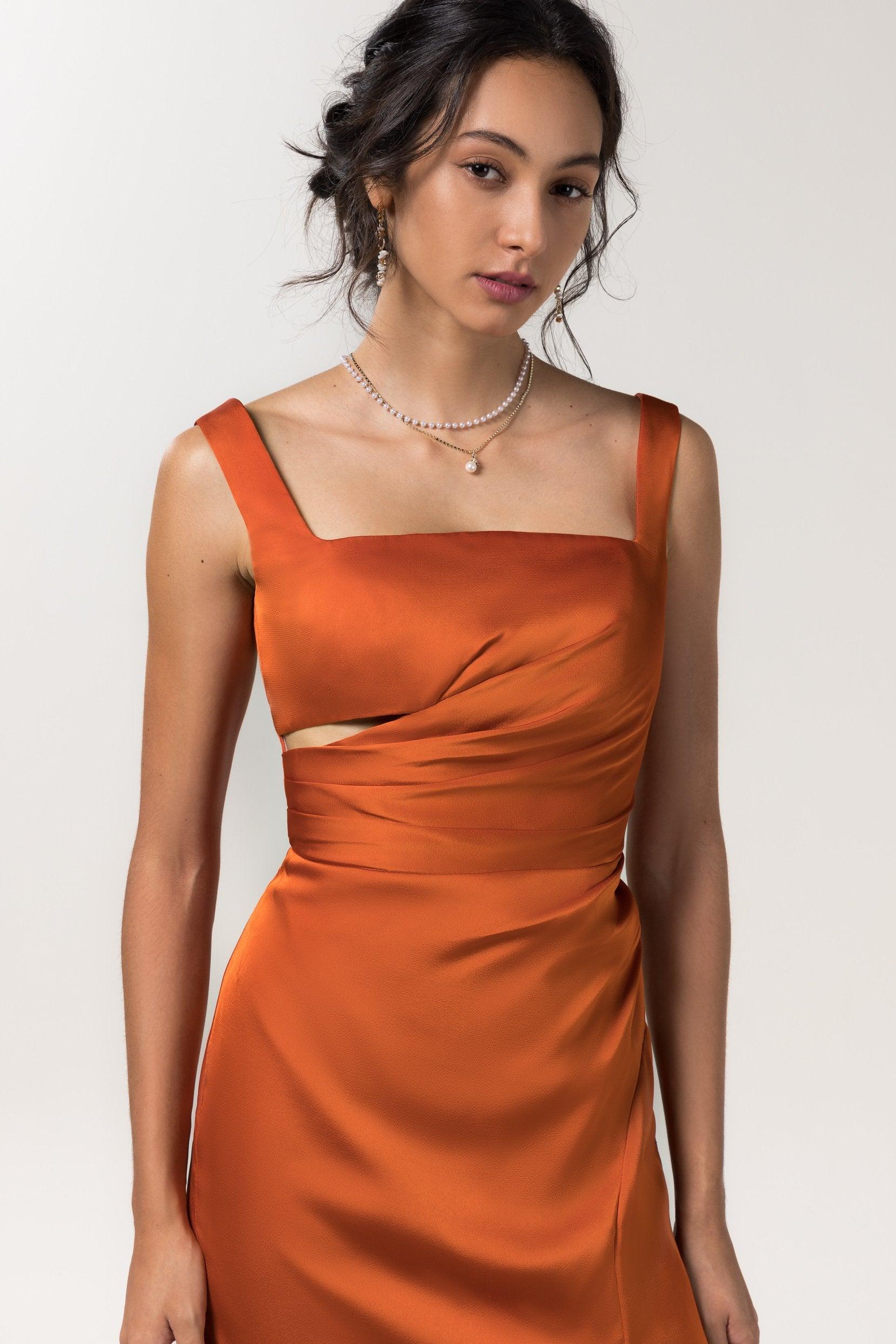 Sheath Floor Length Luxe Satin Bridesmaid Dress Formal Dresses CB0590 - COCOMELODY
