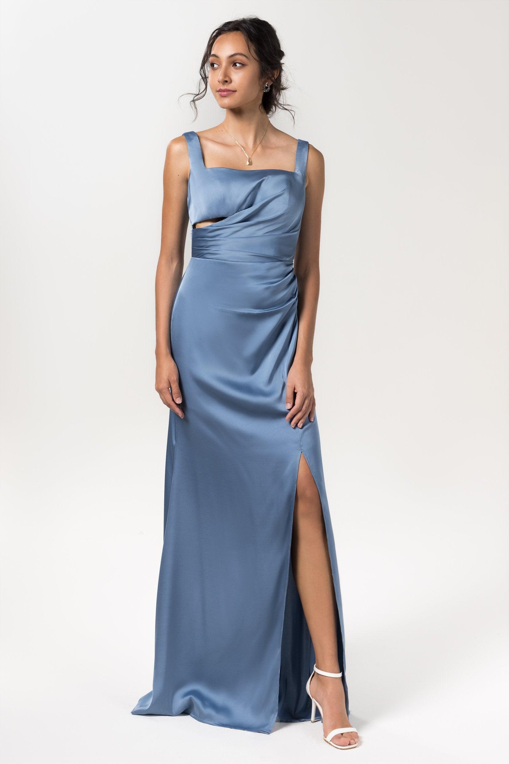 Sheath Floor Length Luxe Satin Bridesmaid Dress Formal Dresses CB0590 - COCOMELODY