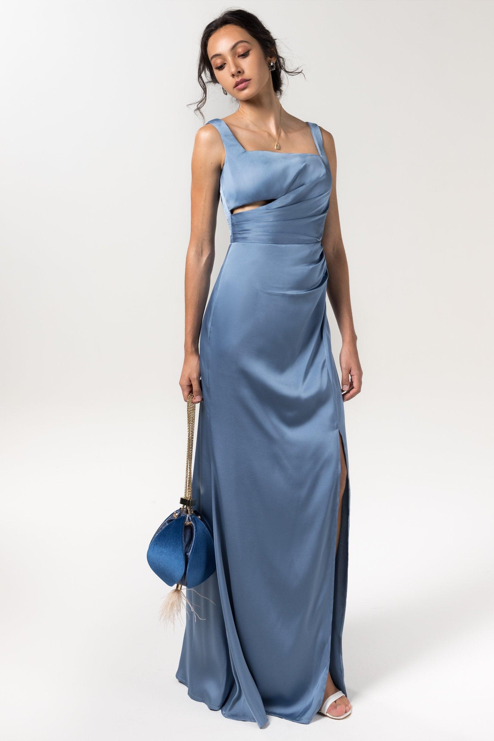 Sheath Floor Length Luxe Satin Bridesmaid Dress Formal Dresses CB0590 - COCOMELODY