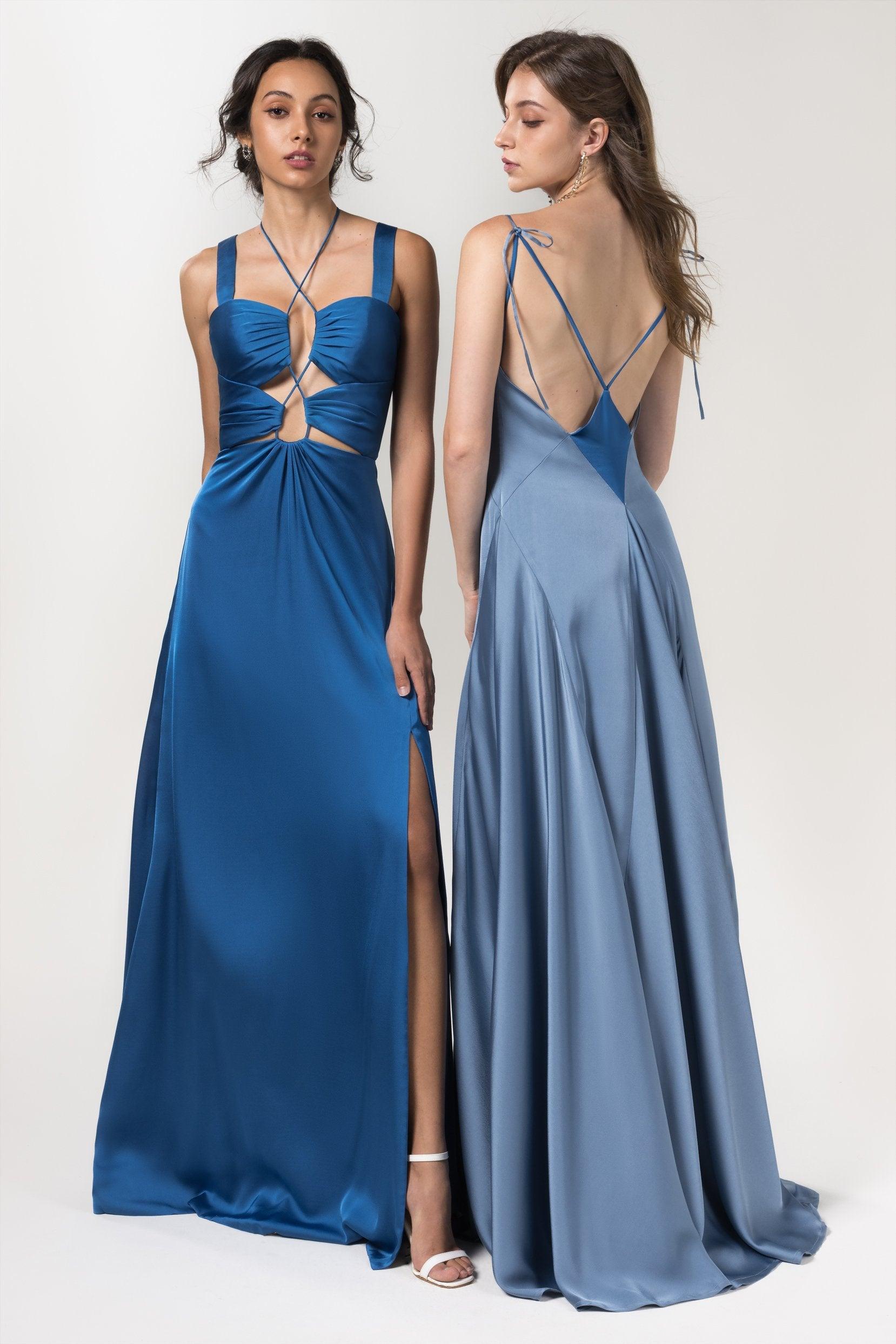 A-Line Floor Length Luxe Satin Bridesmaid Dress Formal Dresses CB0591 - COCOMELODY