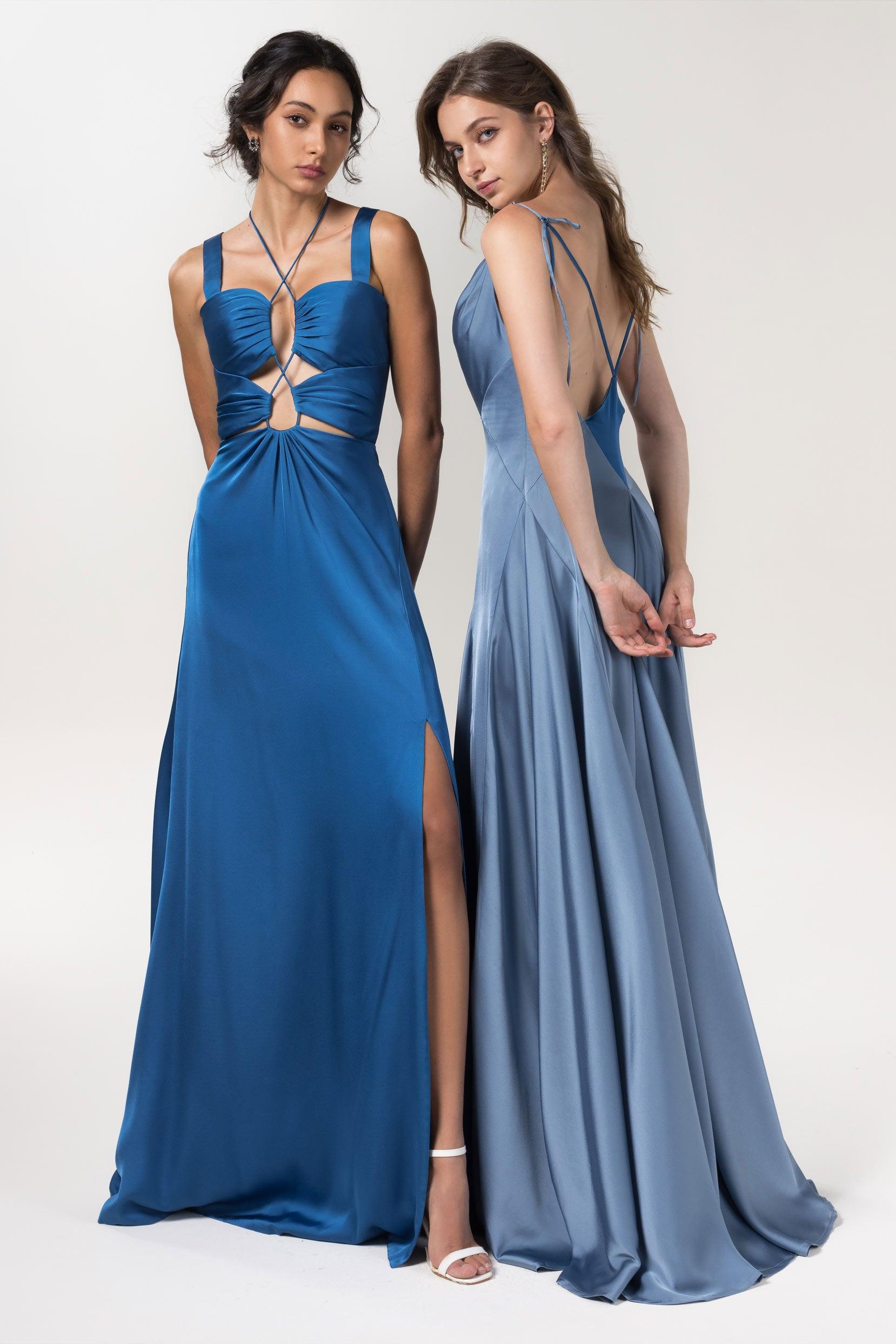 A-Line Floor Length Luxe Satin Bridesmaid Dress Formal Dresses CB0591 - COCOMELODY
