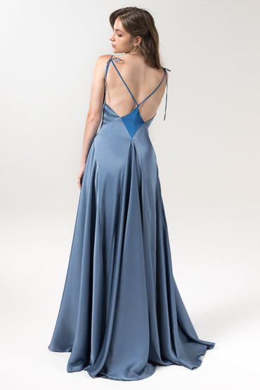 A-Line Floor Length Luxe Satin Bridesmaid Dress Formal Dresses CB0591