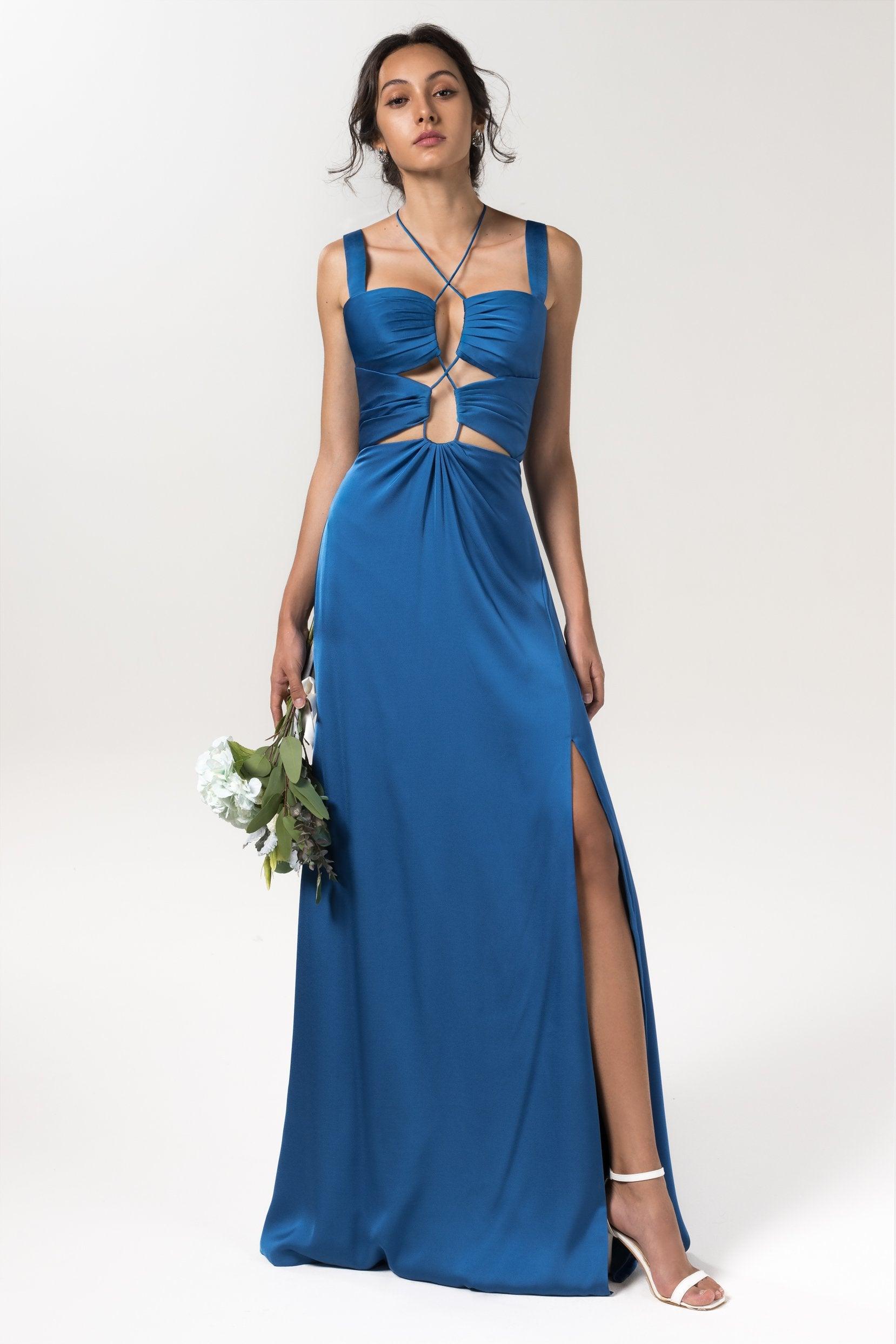 Sheath Floor Length Luxe Satin Bridesmaid Dress Formal Dresses CB0593 - COCOMELODY