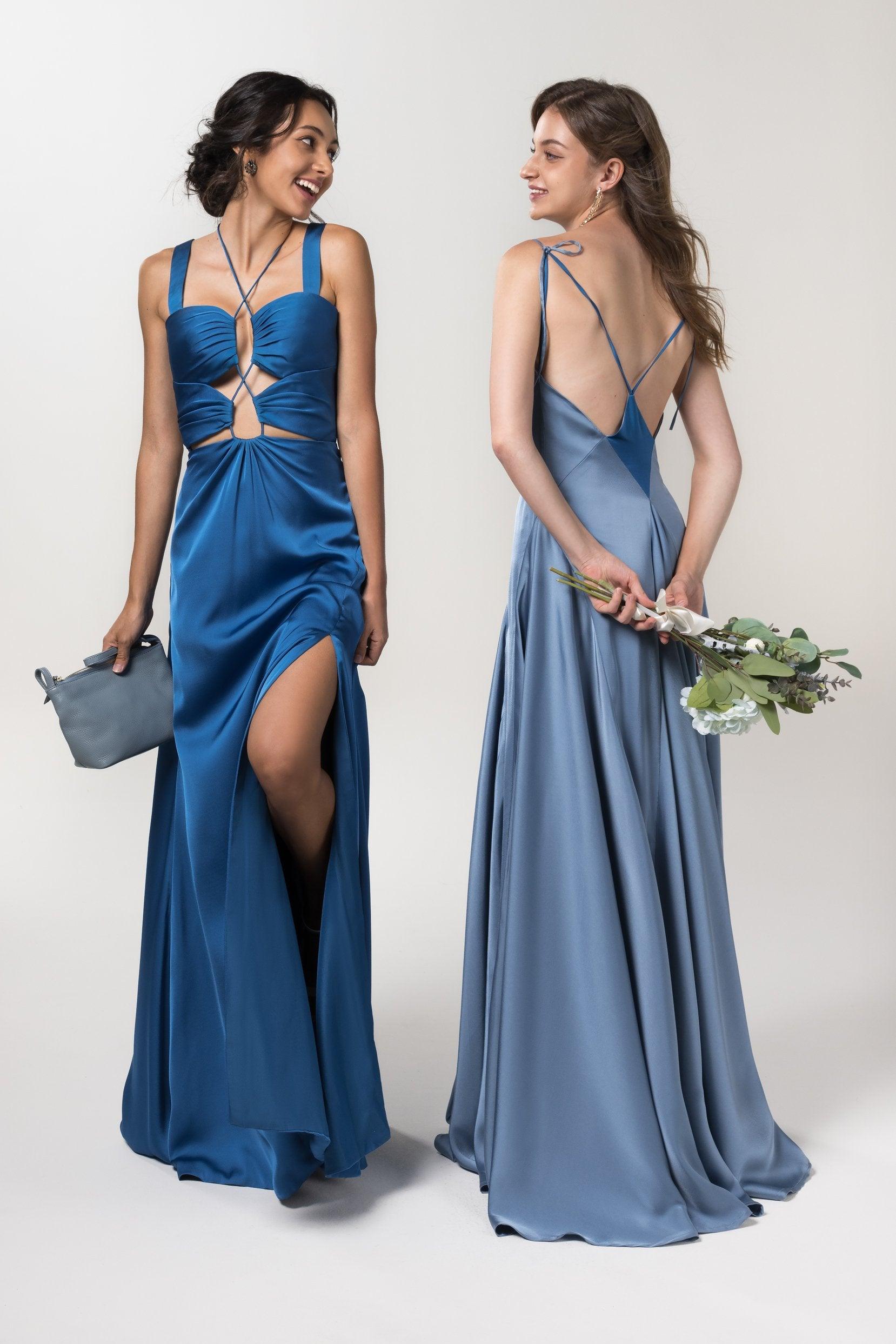 Sheath Floor Length Luxe Satin Bridesmaid Dress Formal Dresses CB0593 - COCOMELODY