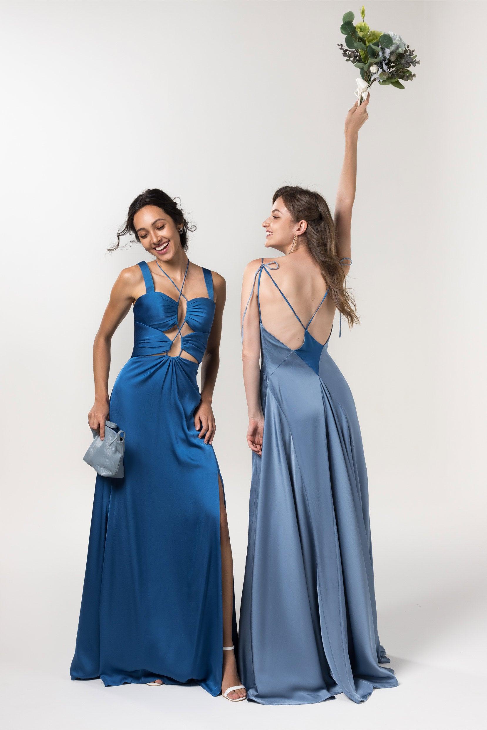 Sheath Floor Length Luxe Satin Bridesmaid Dress Formal Dresses CB0593 - COCOMELODY