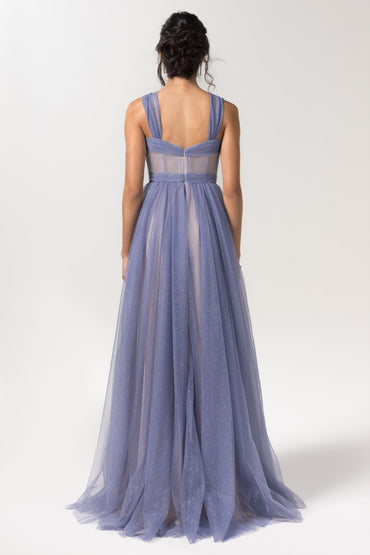 A-Line Floor Length Sparkling Tulle Bridesmaid Dress Formal Dresses CB0606