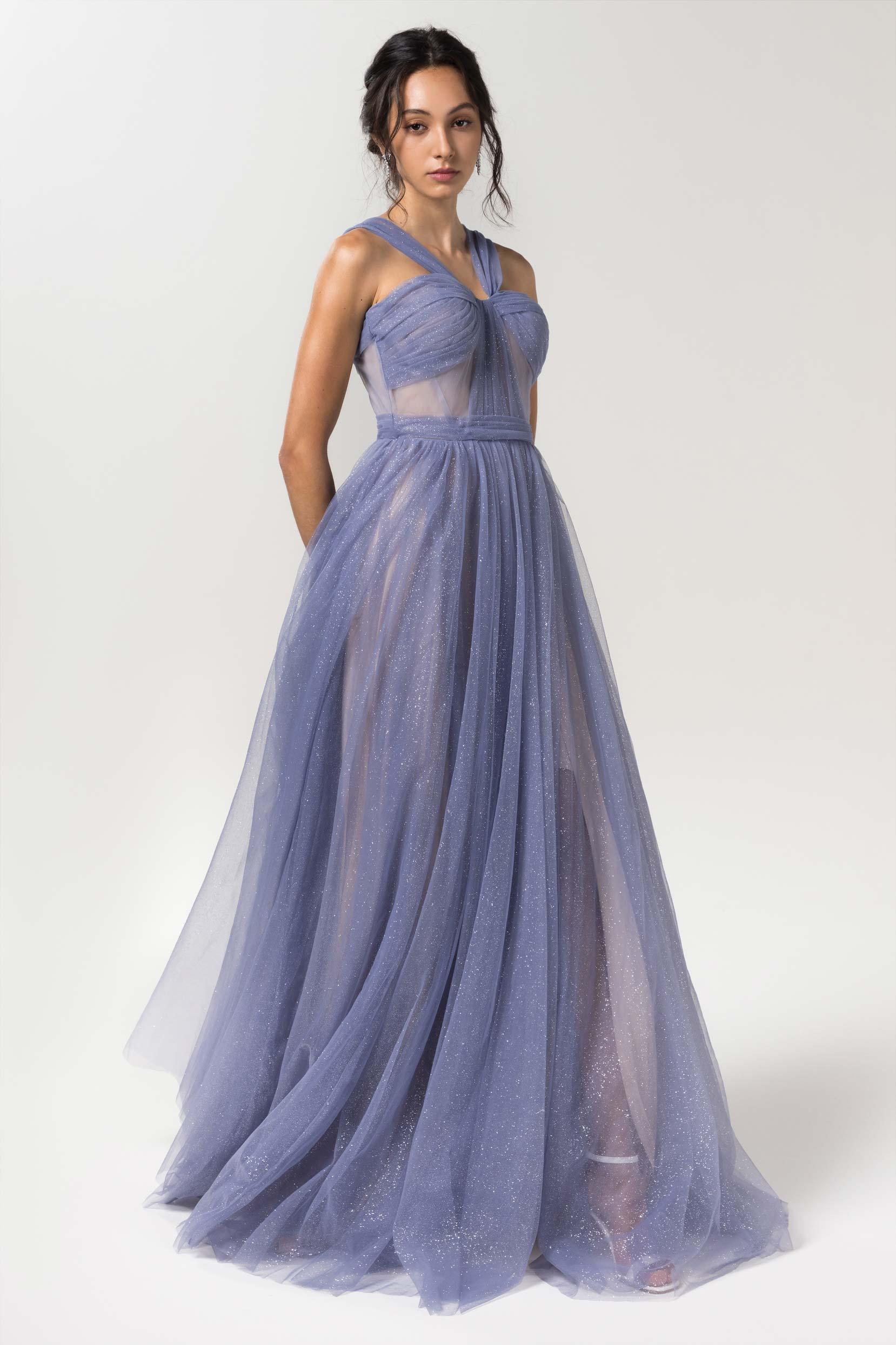 A-Line Floor Length Sparkling Tulle Bridesmaid Dress Formal Dresses CB0606 - COCOMELODY