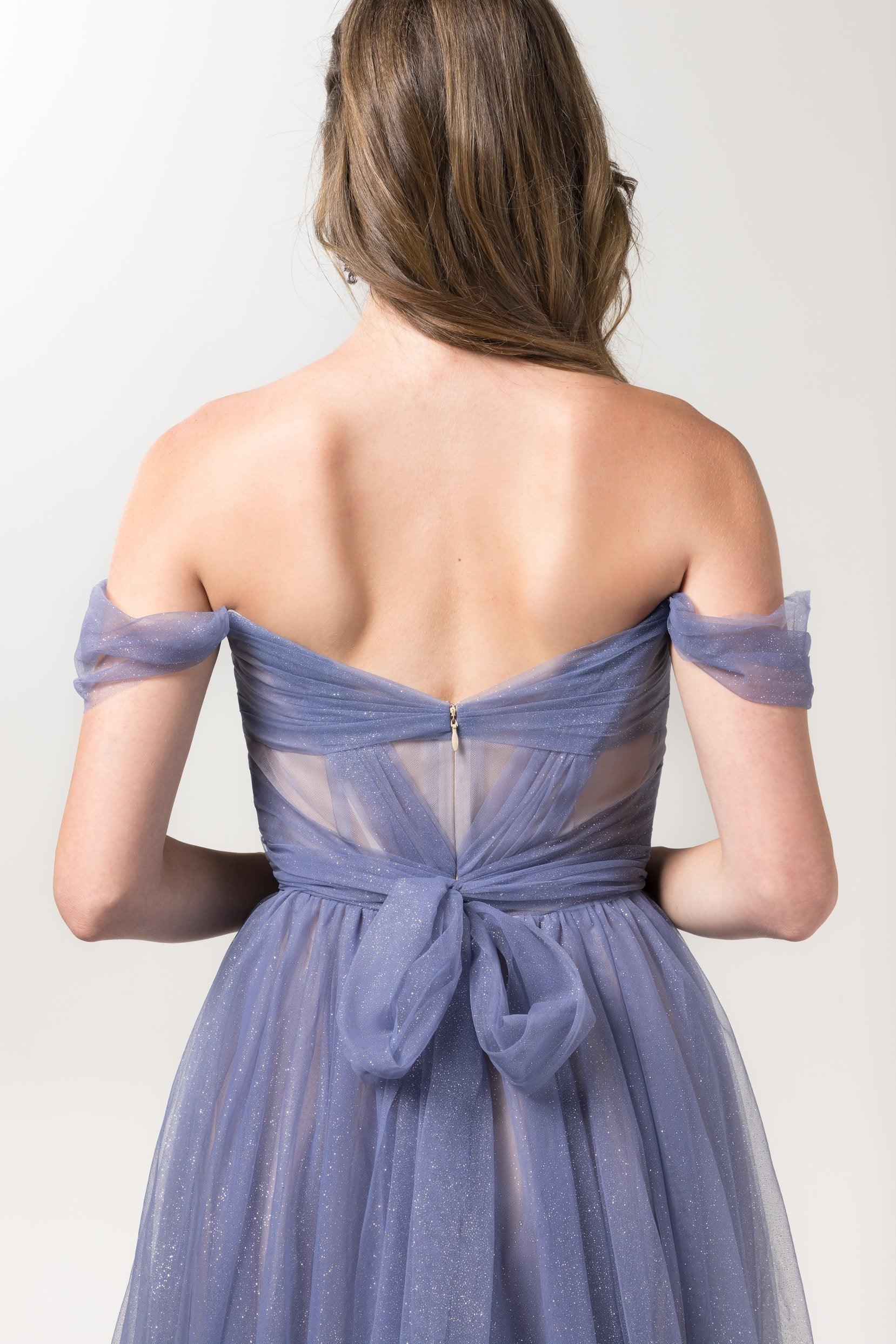 A-Line Floor Length Sparkling Tulle Bridesmaid Dress Formal Dresses CB0608PS - COCOMELODY