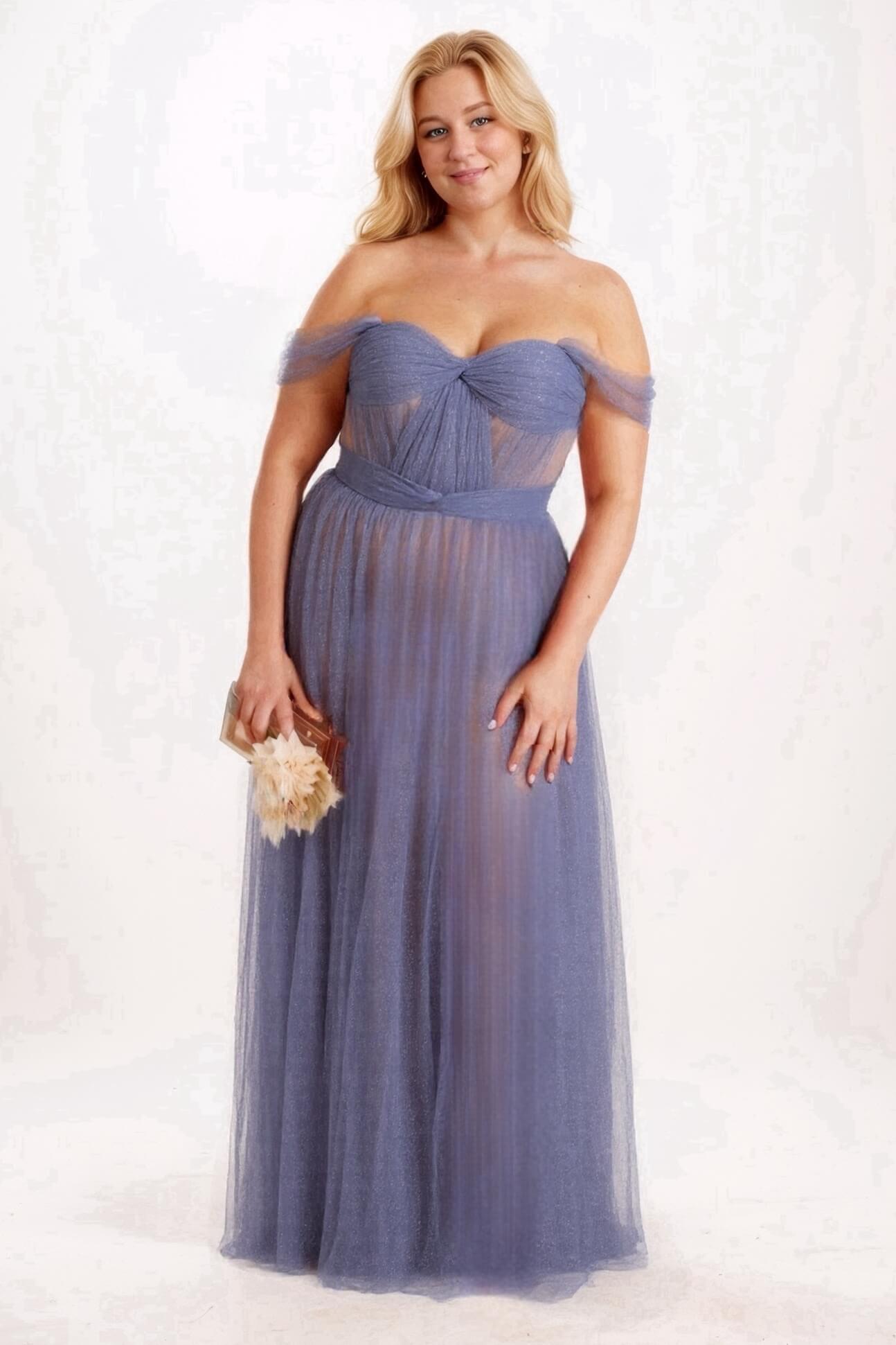 A-Line Floor Length Sparkling Tulle Bridesmaid Dress Formal Dresses CB0608PS - COCOMELODY