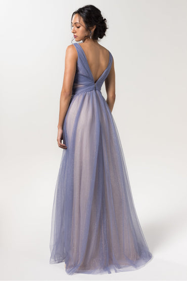 A-Line Floor Length Sparkling Tulle Bridesmaid Dress CB0609CR