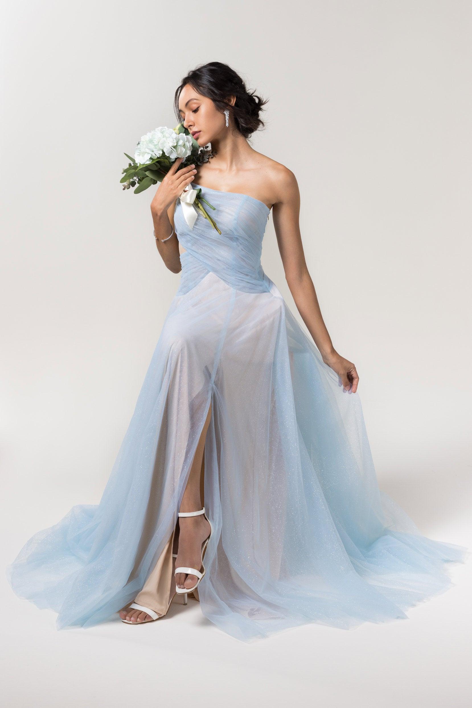 A-Line Floor Length Sparkling Tulle Bridesmaid Dress Formal Dresses CB0612 - COCOMELODY