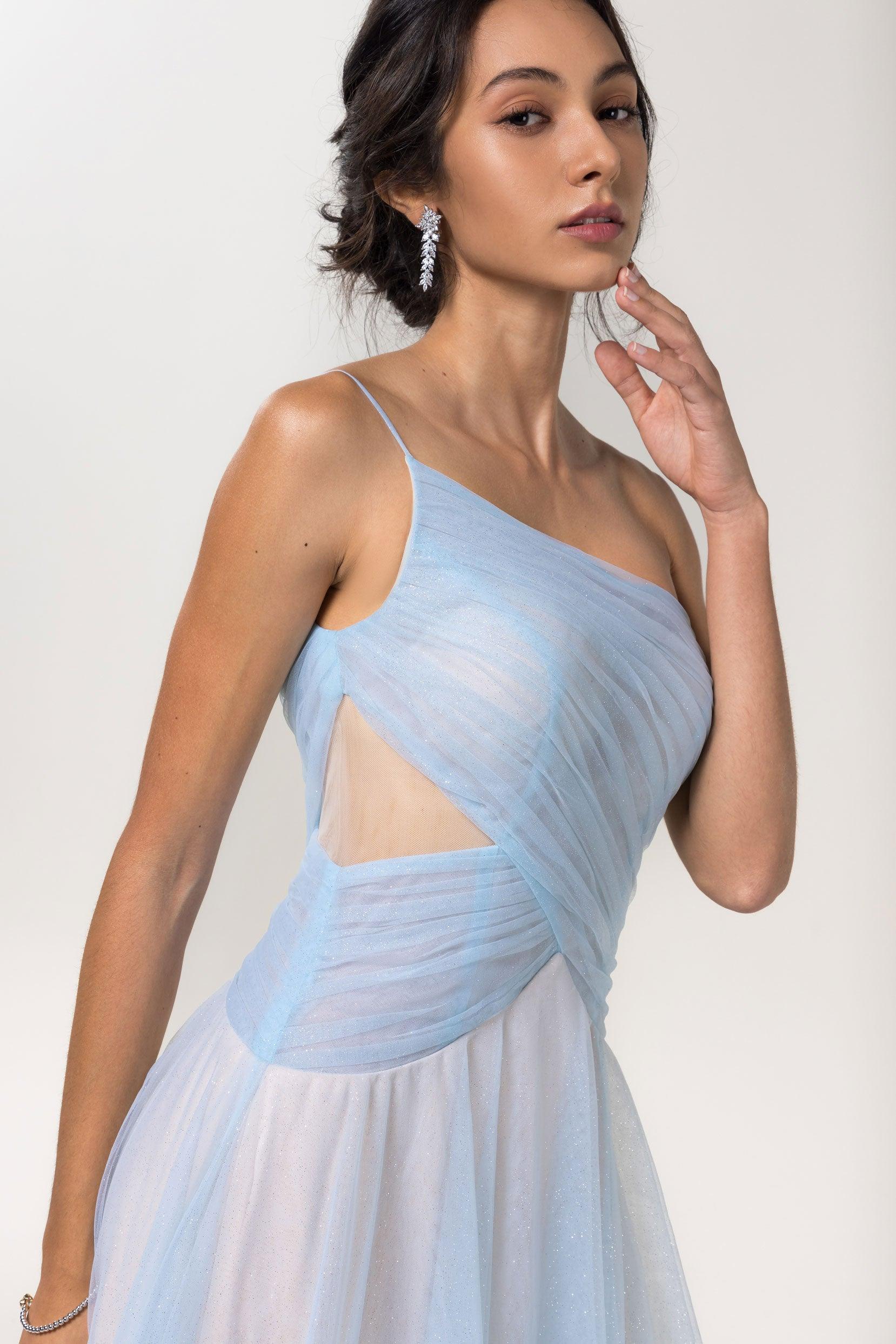 A-Line Floor Length Sparkling Tulle Bridesmaid Dress Formal Dresses CB0612 - COCOMELODY