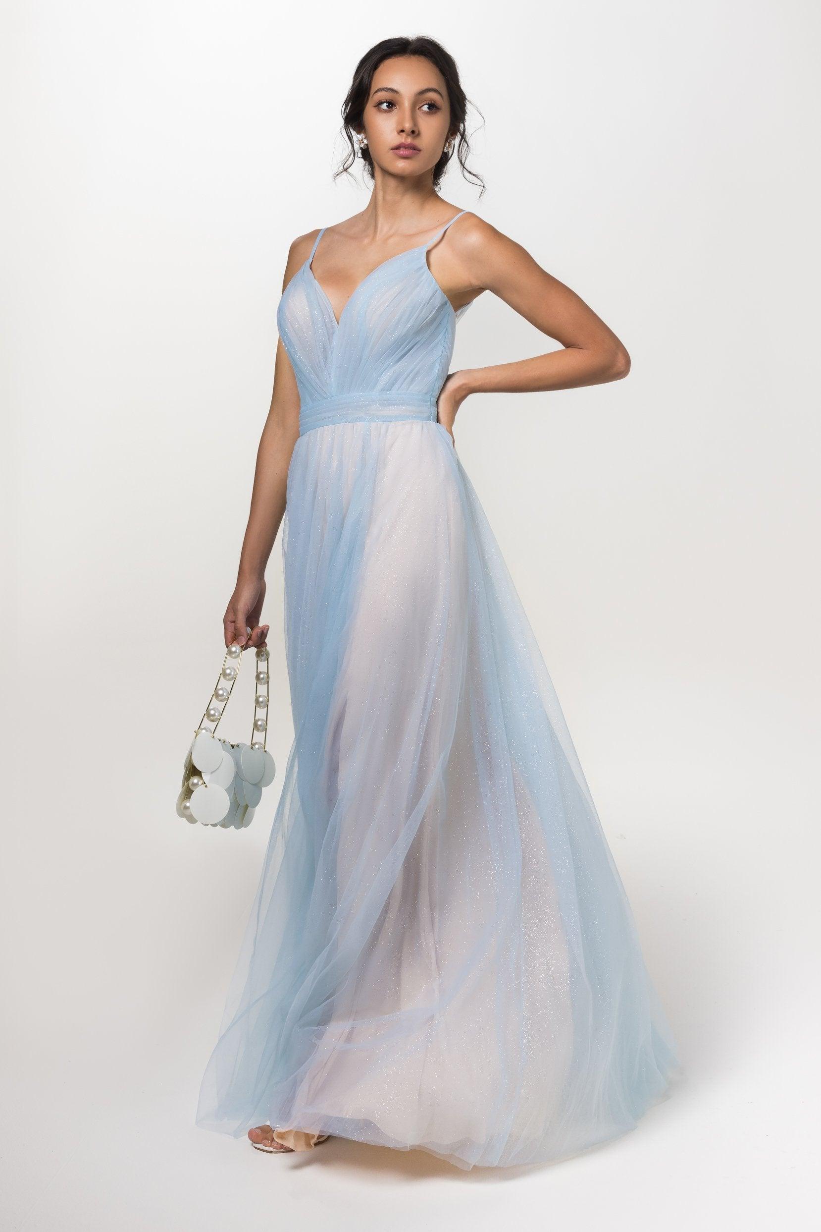 A-Line Floor Length Sparkling Tulle Bridesmaid Dress Formal Dresses CB0613 - COCOMELODY