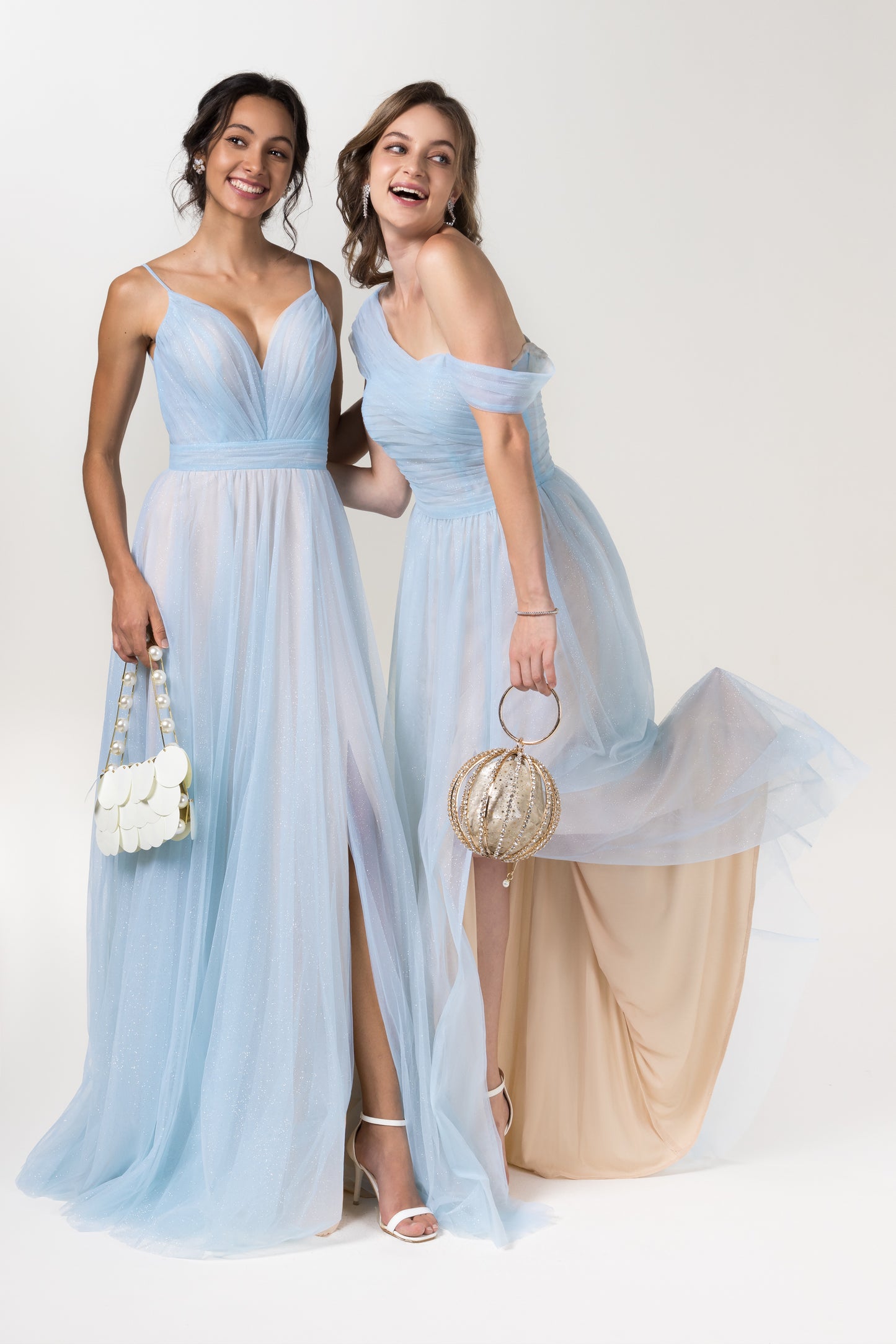 A-Line Floor Length Sparkling Tulle Bridesmaid Dress Formal Dresses CB0613