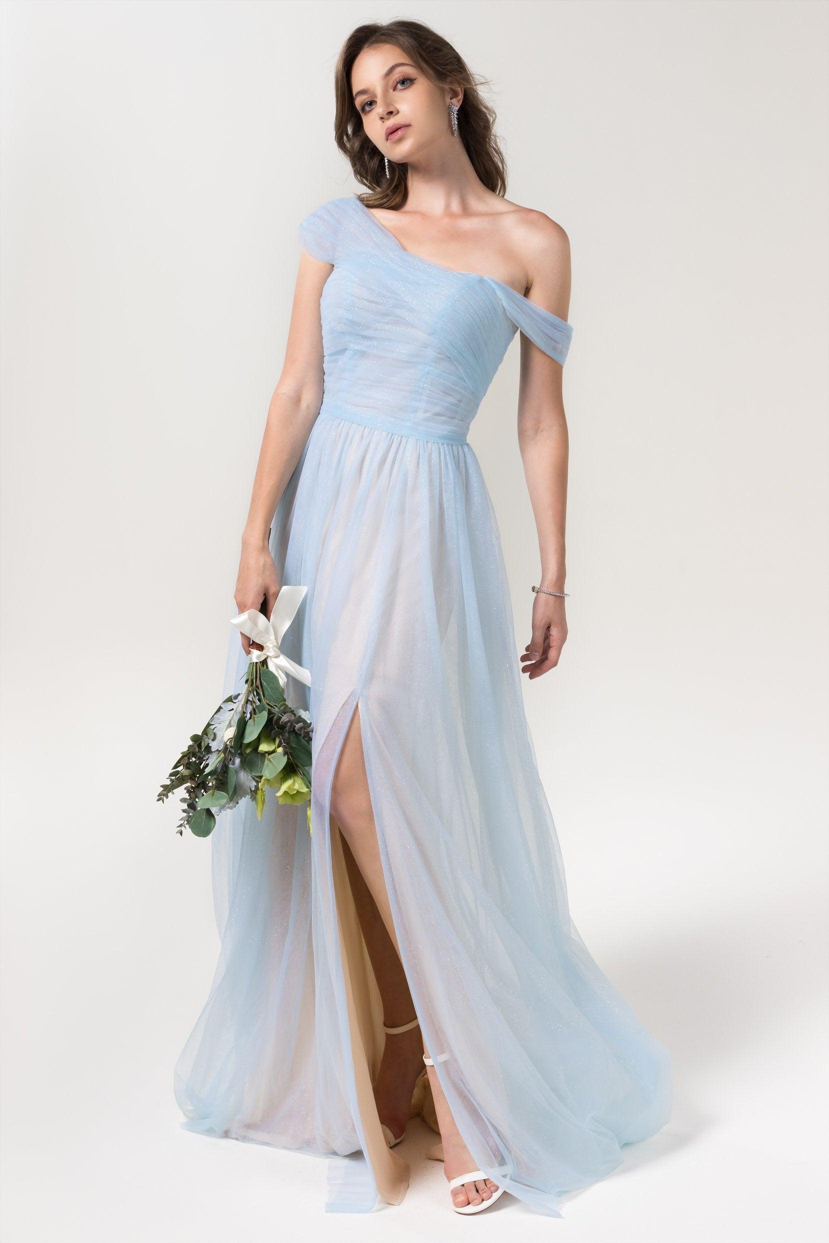 A-Line Floor Length Sparkling Tulle Bridesmaid Dress Formal Dresses CB0614 - COCOMELODY