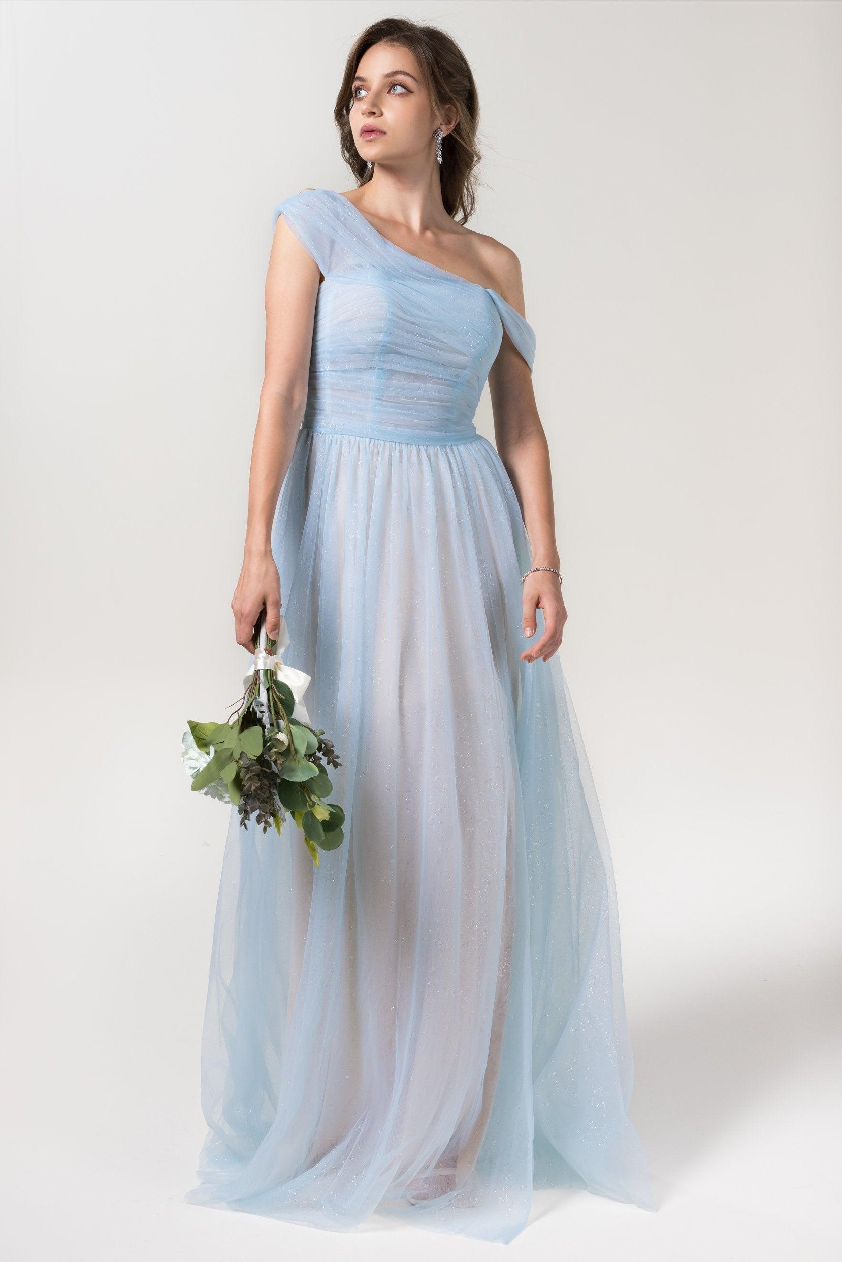 A-Line Floor Length Sparkling Tulle Bridesmaid Dress Formal Dresses CB0614 - COCOMELODY