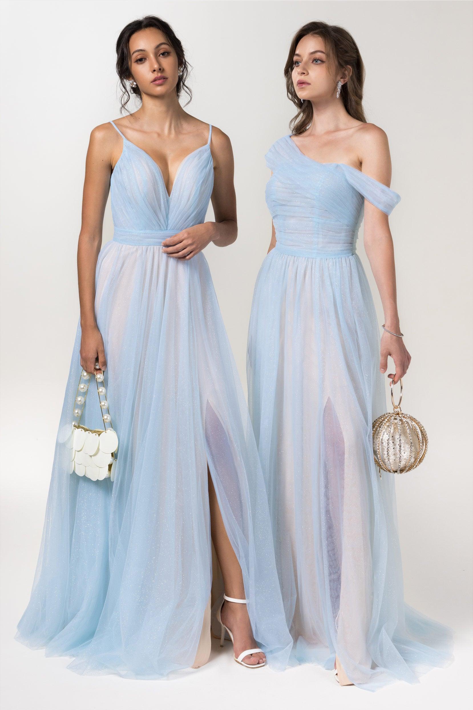 A-Line Floor Length Sparkling Tulle Bridesmaid Dress Formal Dresses CB0614 - COCOMELODY
