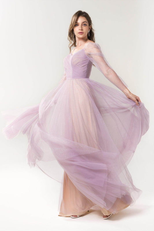 A-Line Floor Length Sparkling Tulle Bridesmaid Dress Formal Dresses CB0616 - COCOMELODY