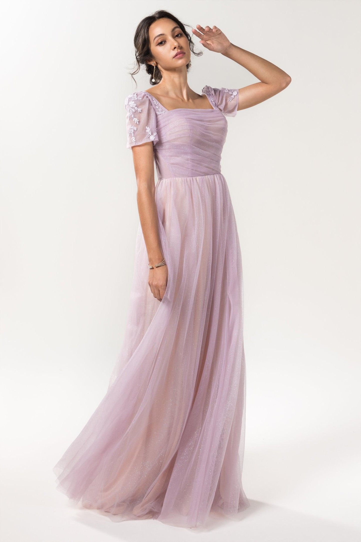 A-Line Floor Length Sparkling Tulle Bridesmaid Dress Formal Dresses CB0617 - COCOMELODY
