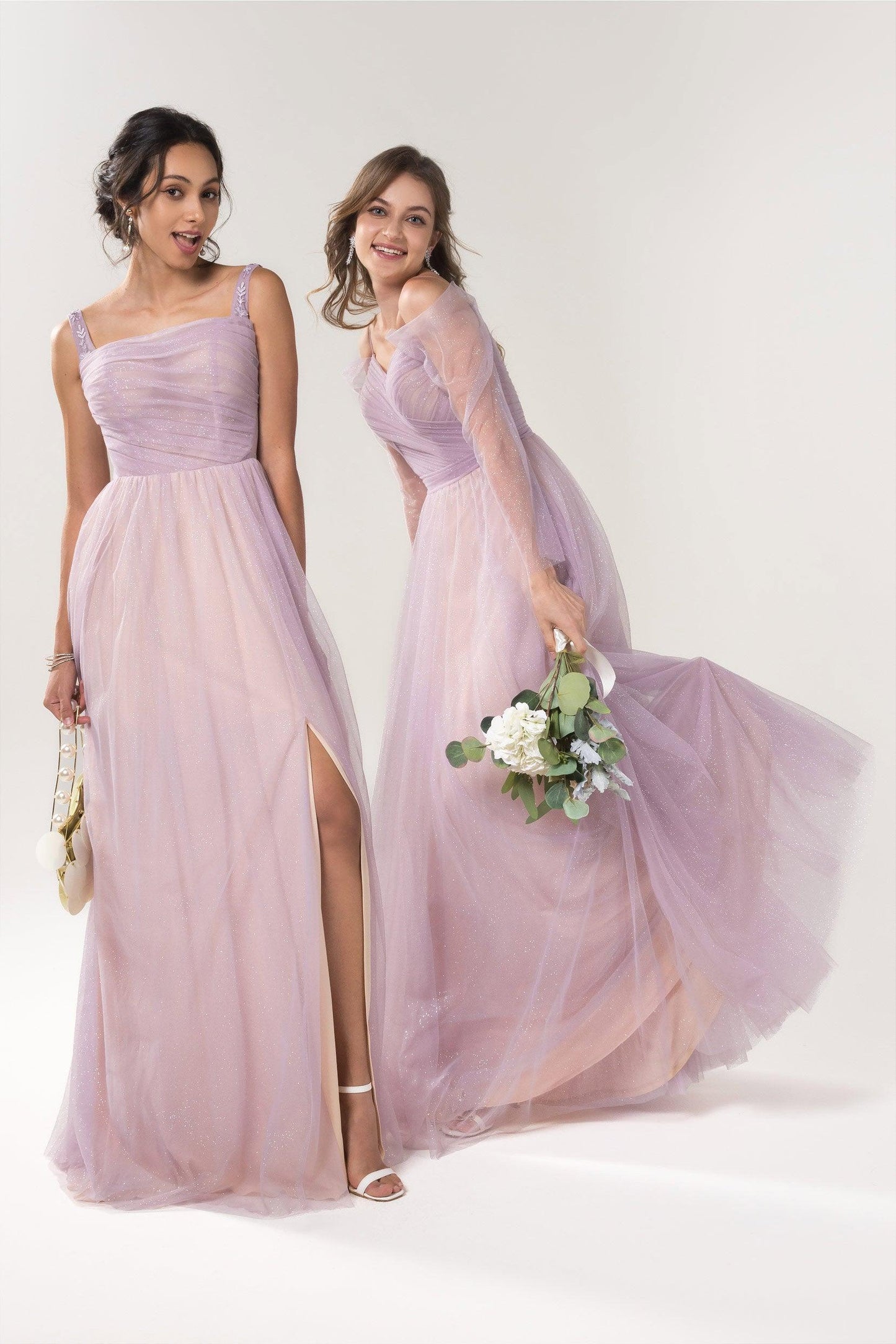 A-Line Floor Length Sparkling Tulle Bridesmaid Dress Formal Dresses CB0617