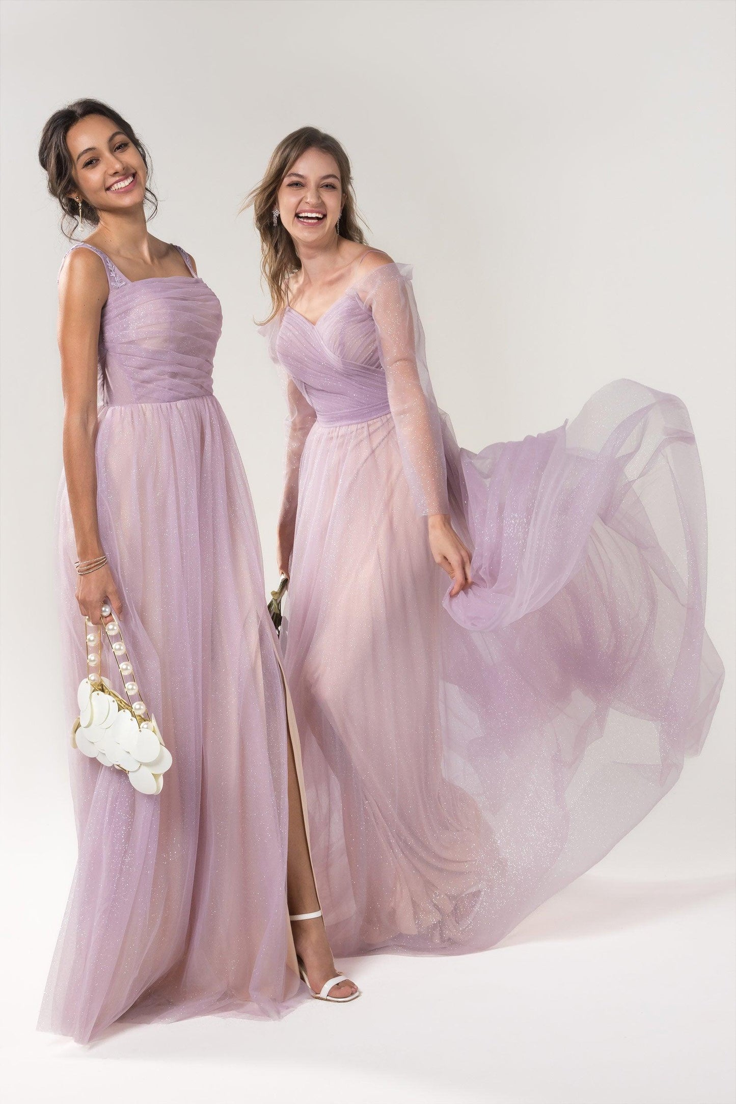 A-Line Floor Length Sparkling Tulle Bridesmaid Dress Formal Dresses CB0617