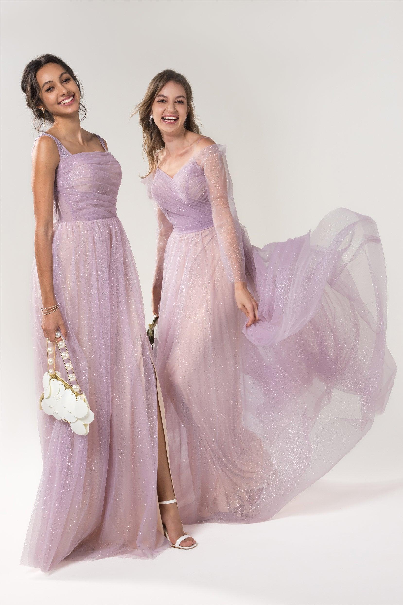 A-Line Floor Length Sparkling Tulle Bridesmaid Dress Formal Dresses CB0617 - COCOMELODY