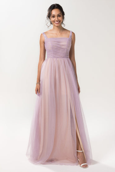 A-Line Floor Length Sparkling Tulle Bridesmaid Dress CB0617CR