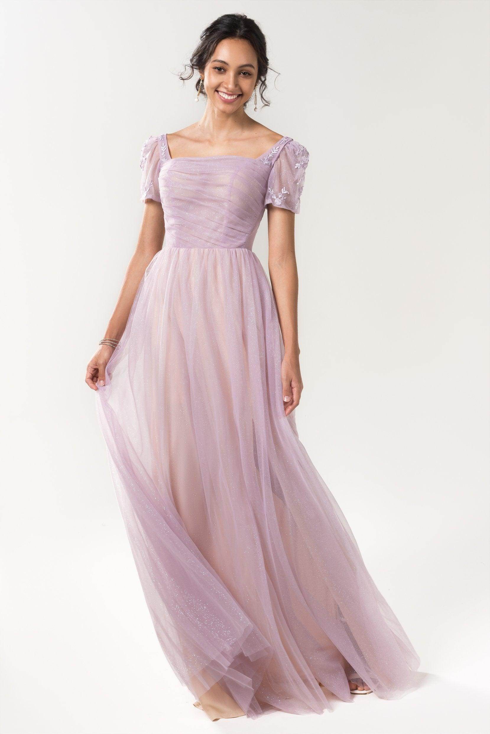 A-Line Floor Length Sparkling Tulle Bridesmaid Dress Formal Dresses CB0617 - COCOMELODY