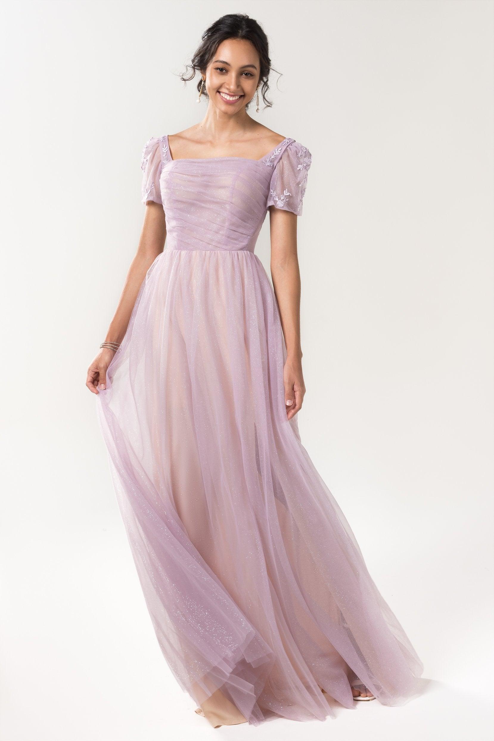 A-Line Floor Length Sparkling Tulle Bridesmaid Dress Formal Dresses CB0617 - COCOMELODY
