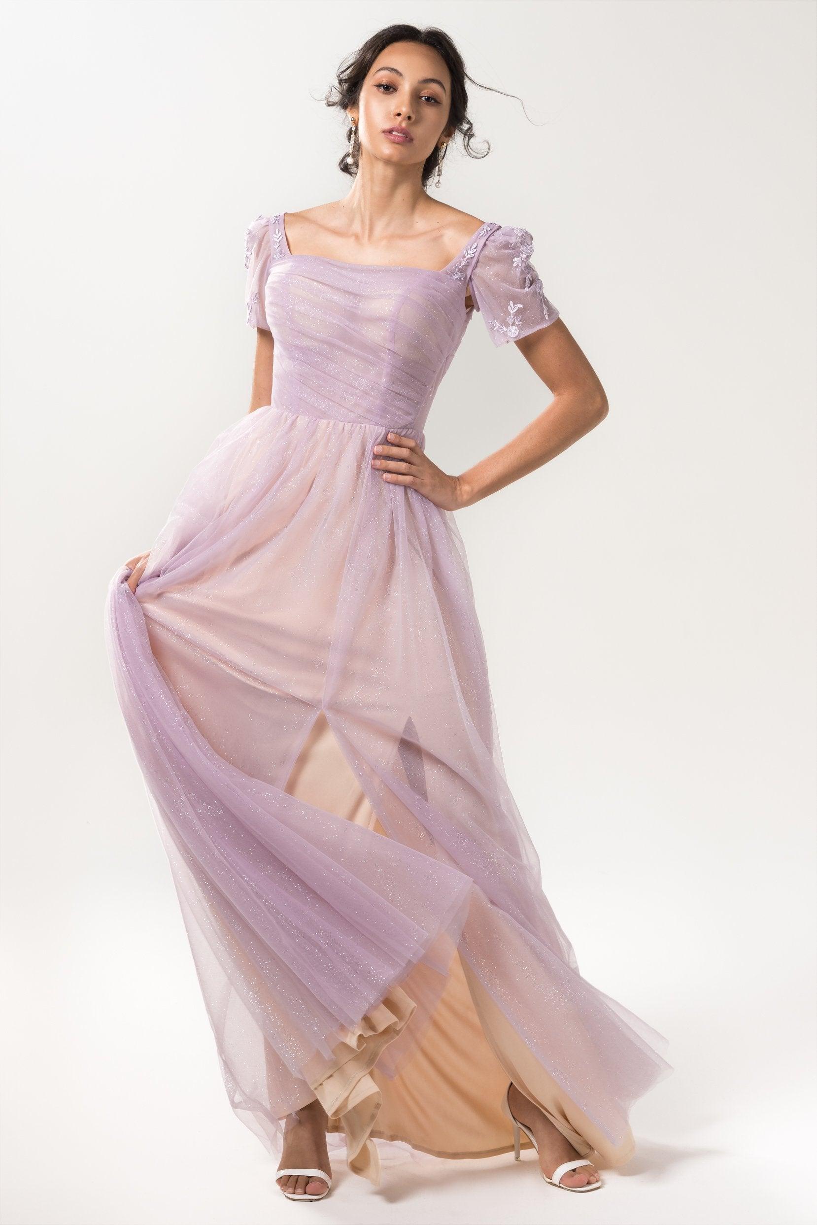 A-Line Floor Length Sparkling Tulle Bridesmaid Dress Formal Dresses CB0617 - COCOMELODY