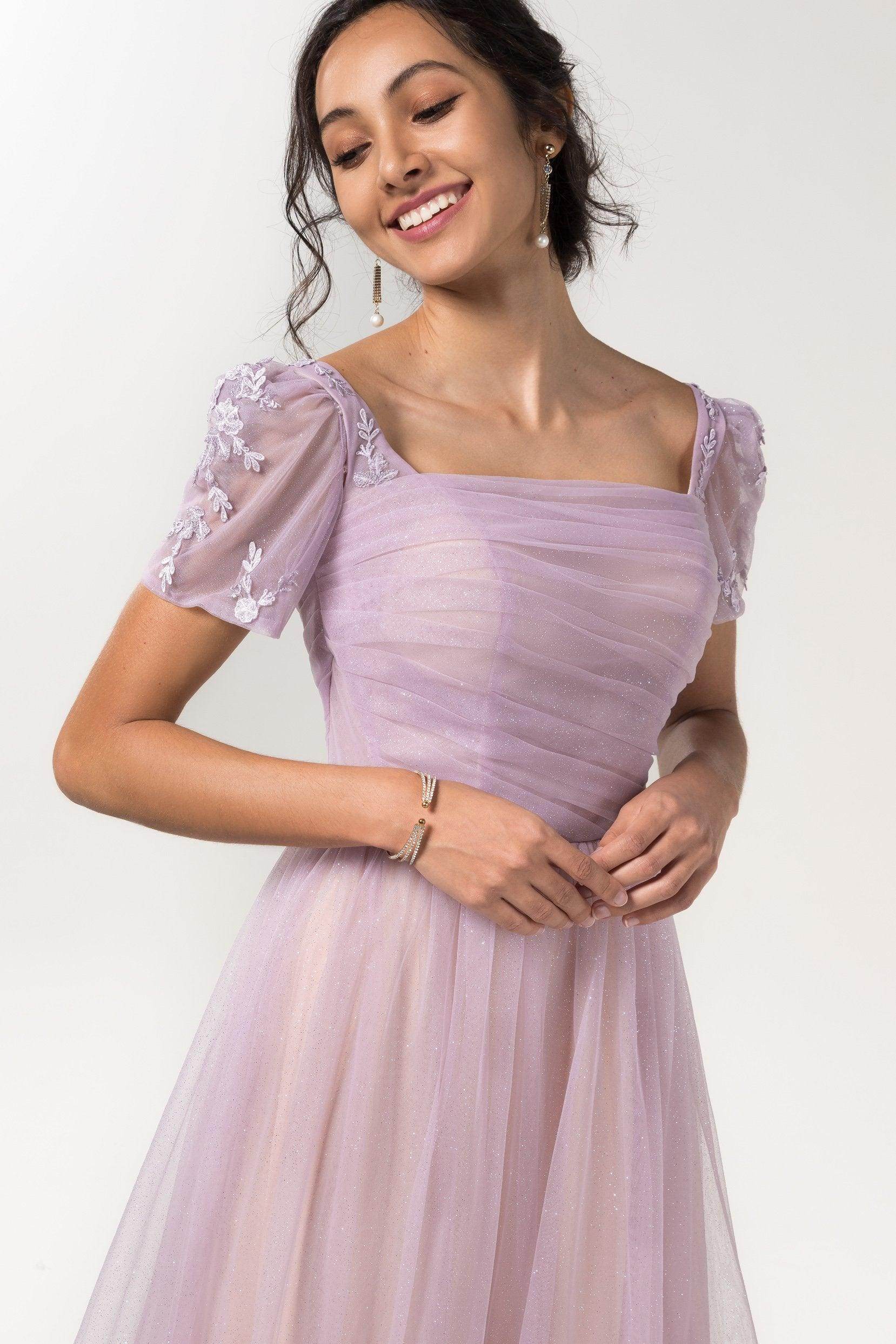 A-Line Floor Length Sparkling Tulle Bridesmaid Dress Formal Dresses CB0617 - COCOMELODY