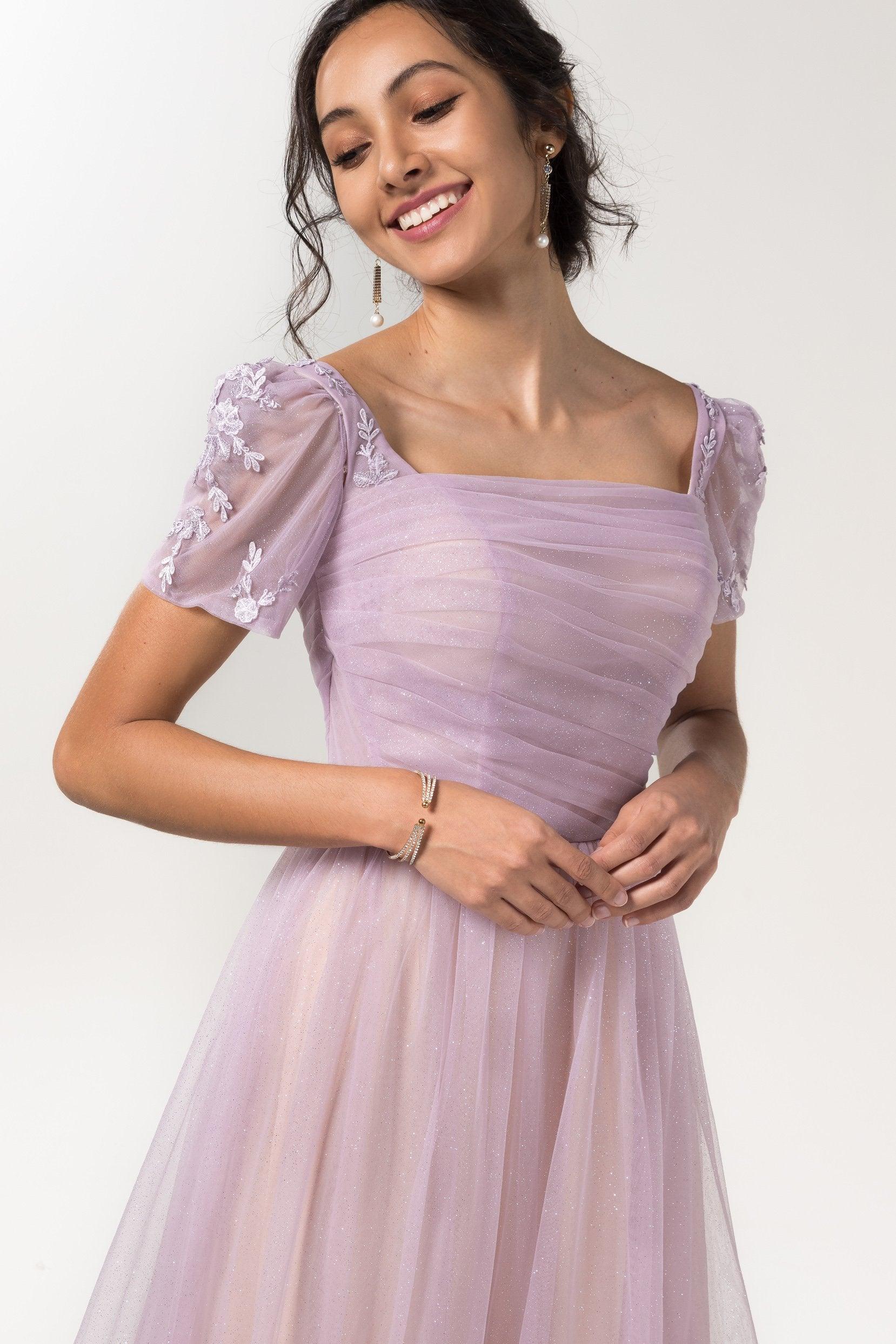 A-Line Floor Length Sparkling Tulle Bridesmaid Dress Formal Dresses CB0617 - COCOMELODY