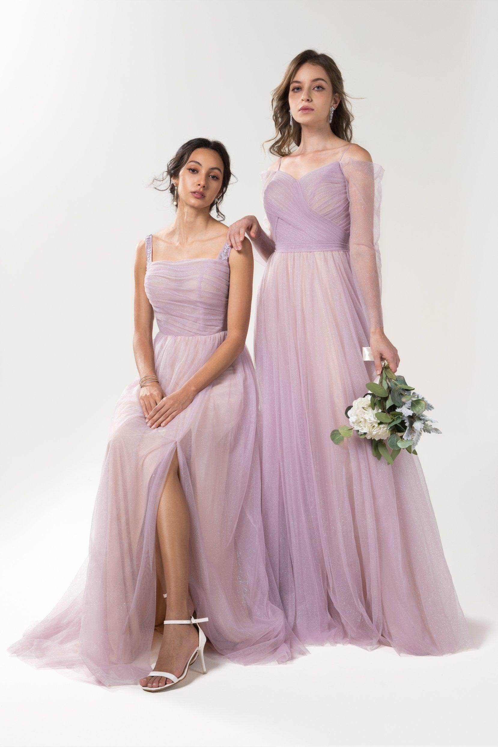 A-Line Floor Length Sparkling Tulle Bridesmaid Dress Formal Dresses CB0617 - COCOMELODY