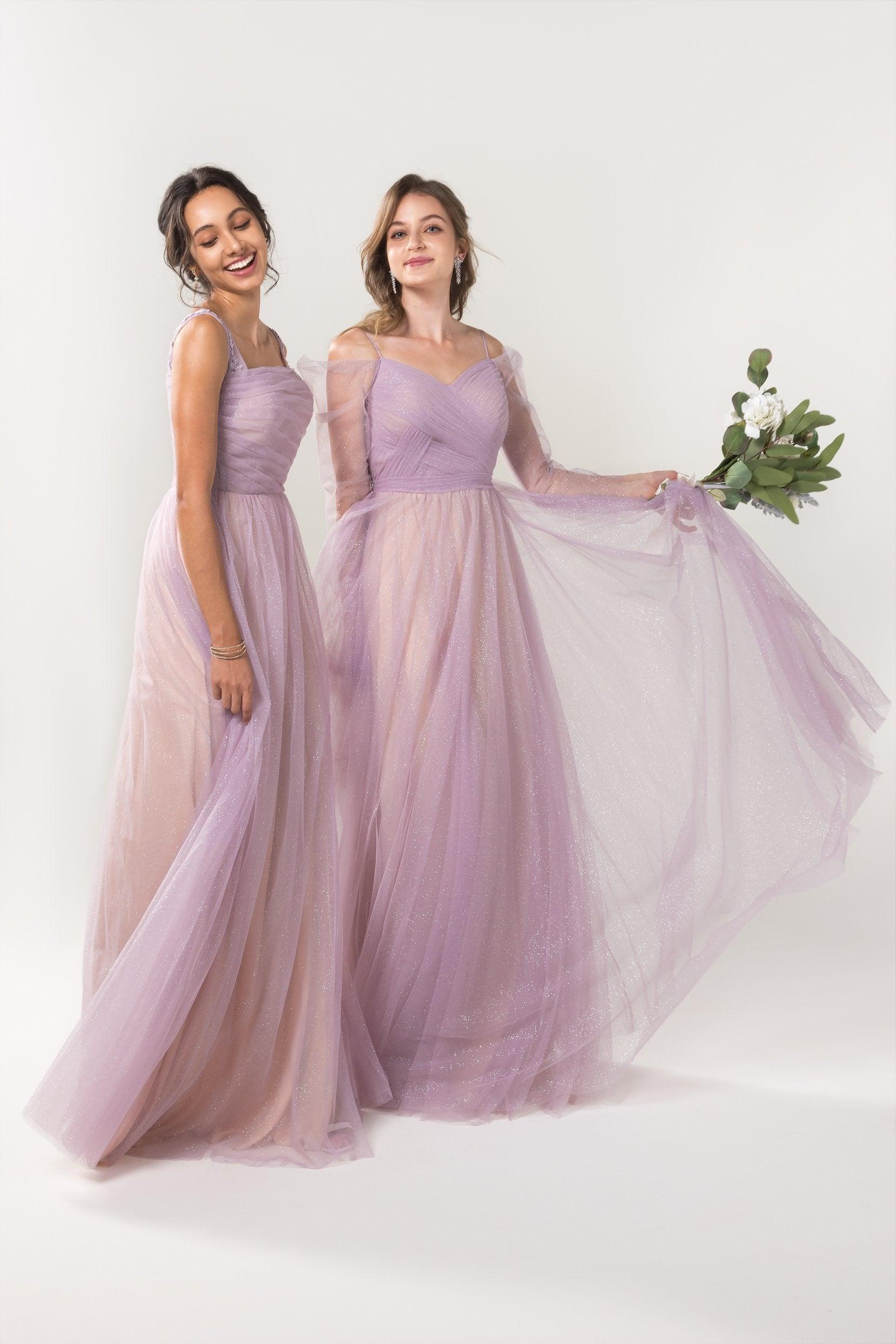 A-Line Floor Length Sparkling Tulle Bridesmaid Dress Formal Dresses CB0617 - COCOMELODY