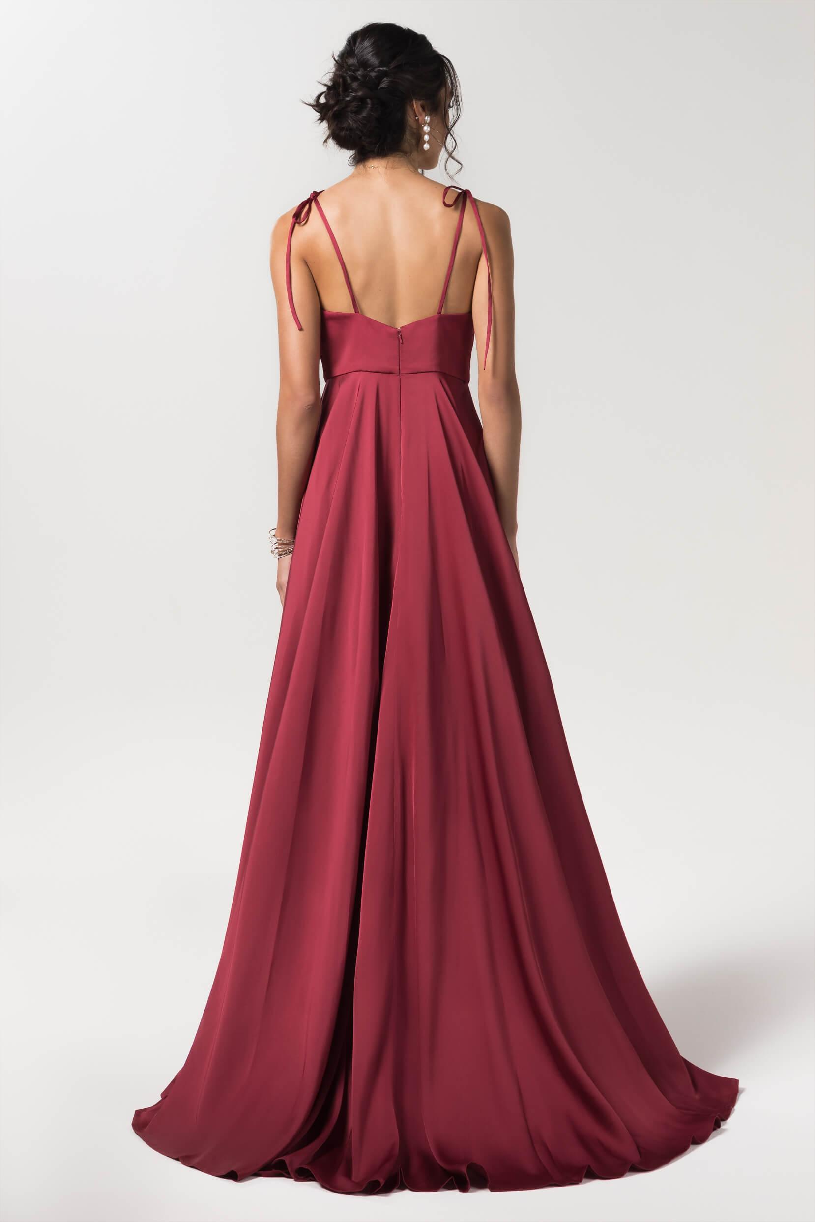 A-Line Sweep-Brush Train Luxe Satin Bridesmaid Dress Formal Dresses CB0619 - COCOMELODY
