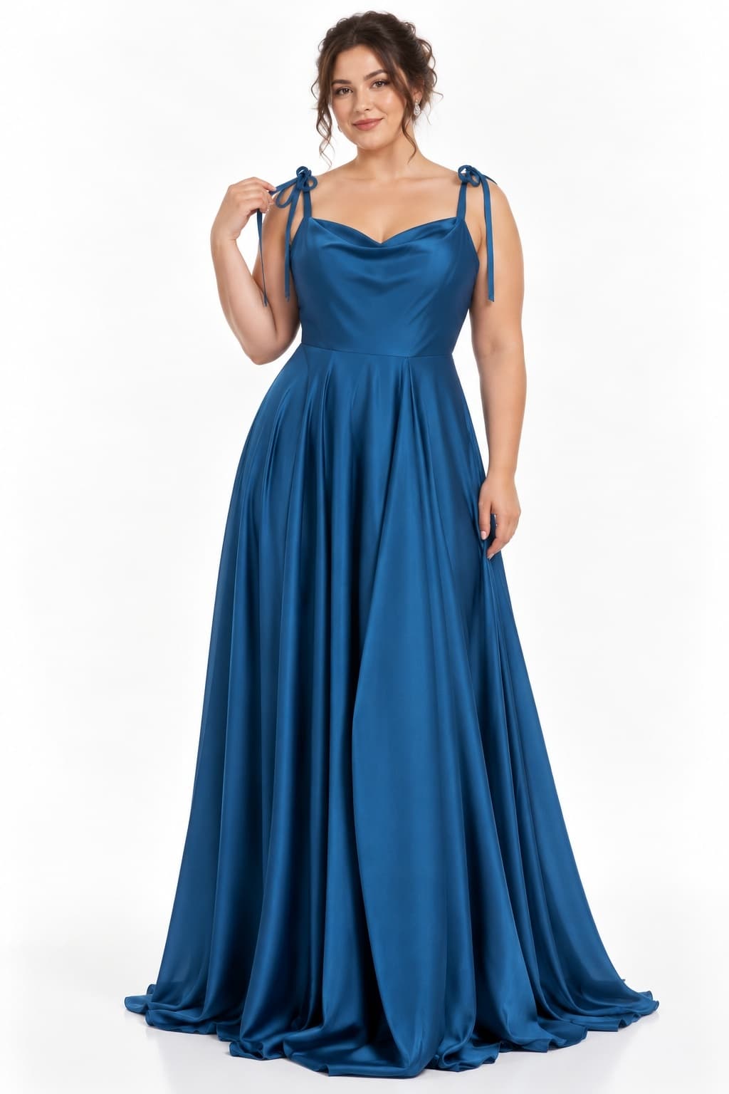 A-Line Sweep-Brush Train Luxe Satin Bridesmaid Dress Formal Dresses CB0620 - Burgundy - COCOMELODY