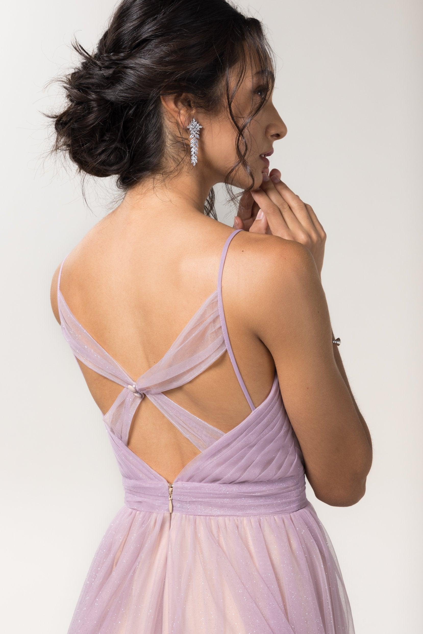 A-Line Floor Length Sparkling Tulle Bridesmaid Dress Formal Dresses CB0621PS - COCOMELODY