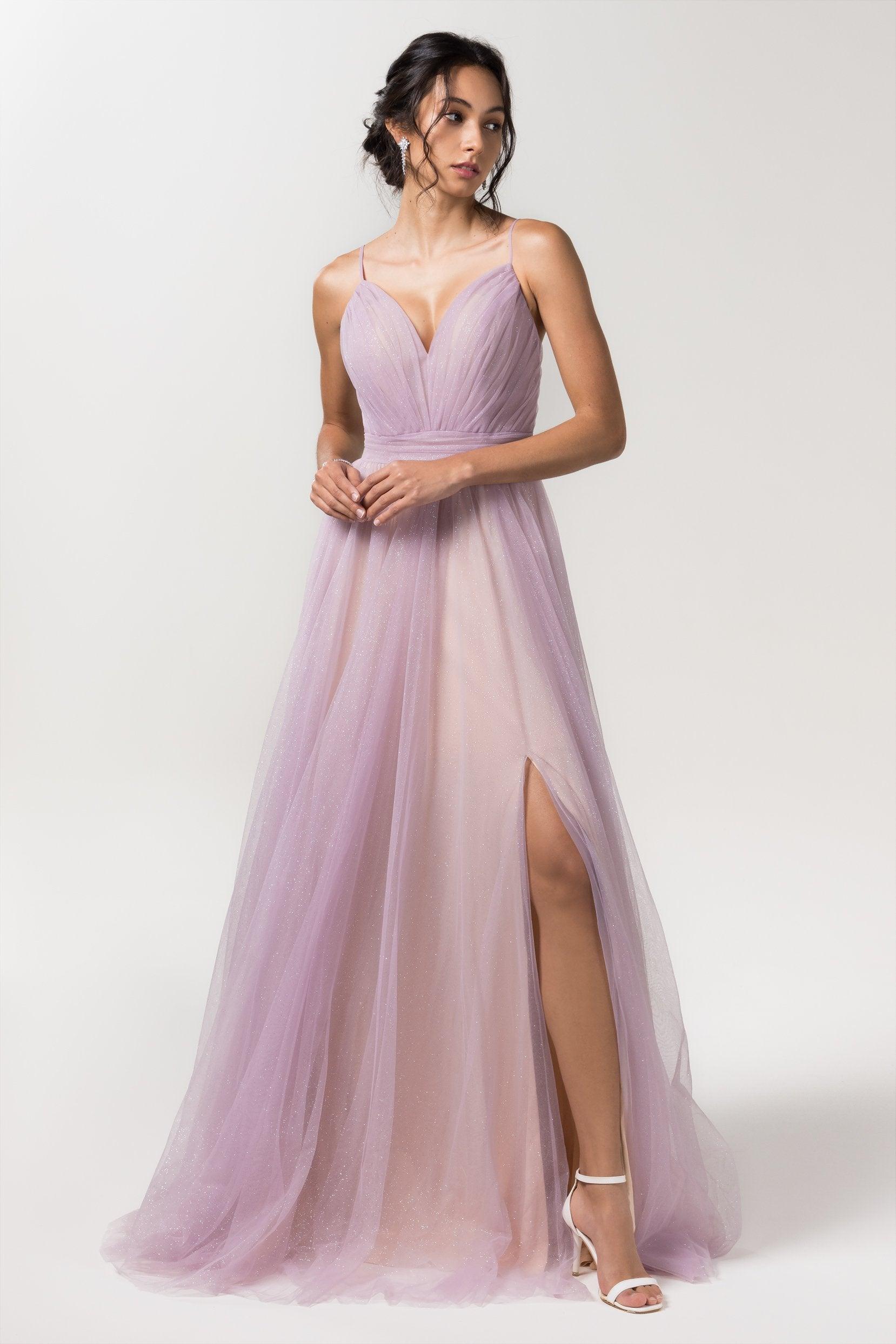 A-Line Floor Length Sparkling Tulle Bridesmaid Dress Formal Dresses CB0621PS - COCOMELODY