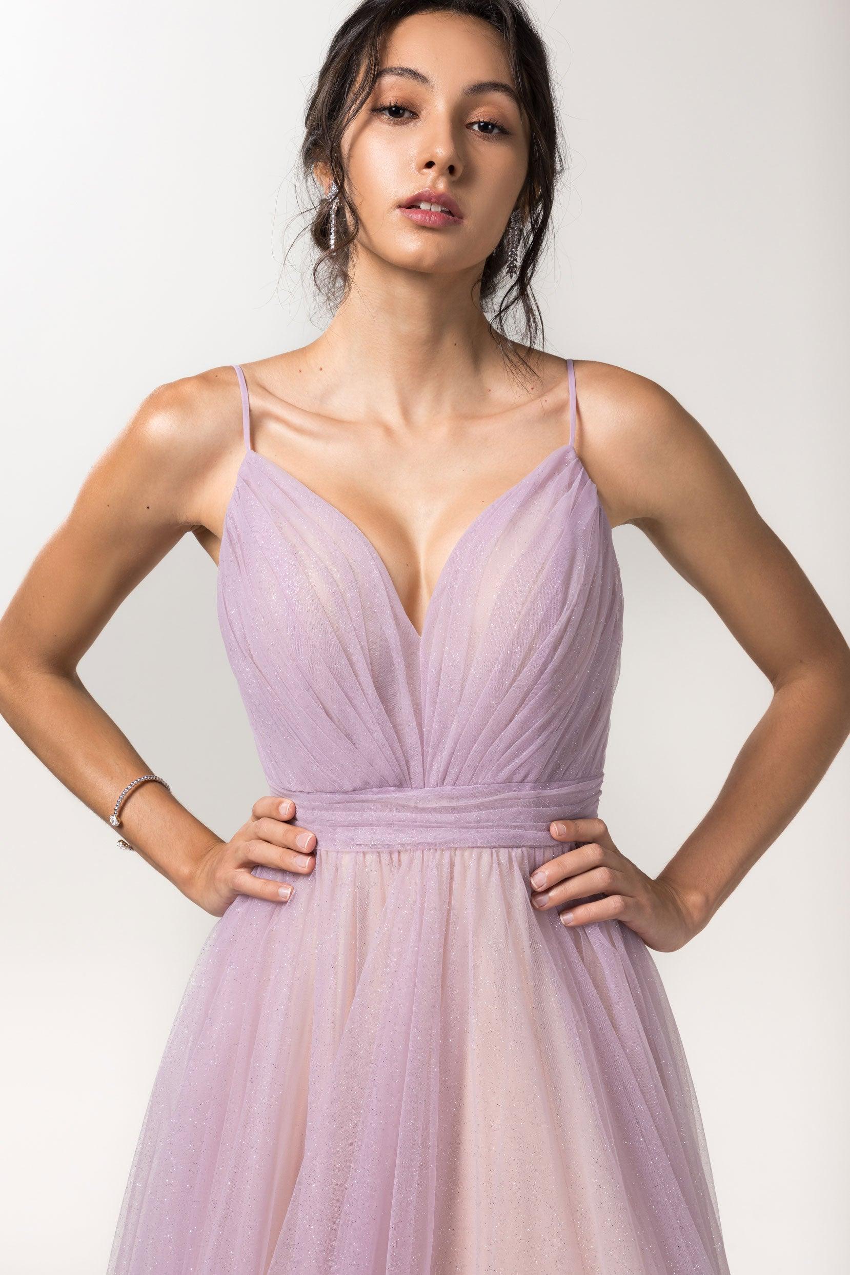A-Line Floor Length Sparkling Tulle Bridesmaid Dress Formal Dresses CB0621PS - COCOMELODY